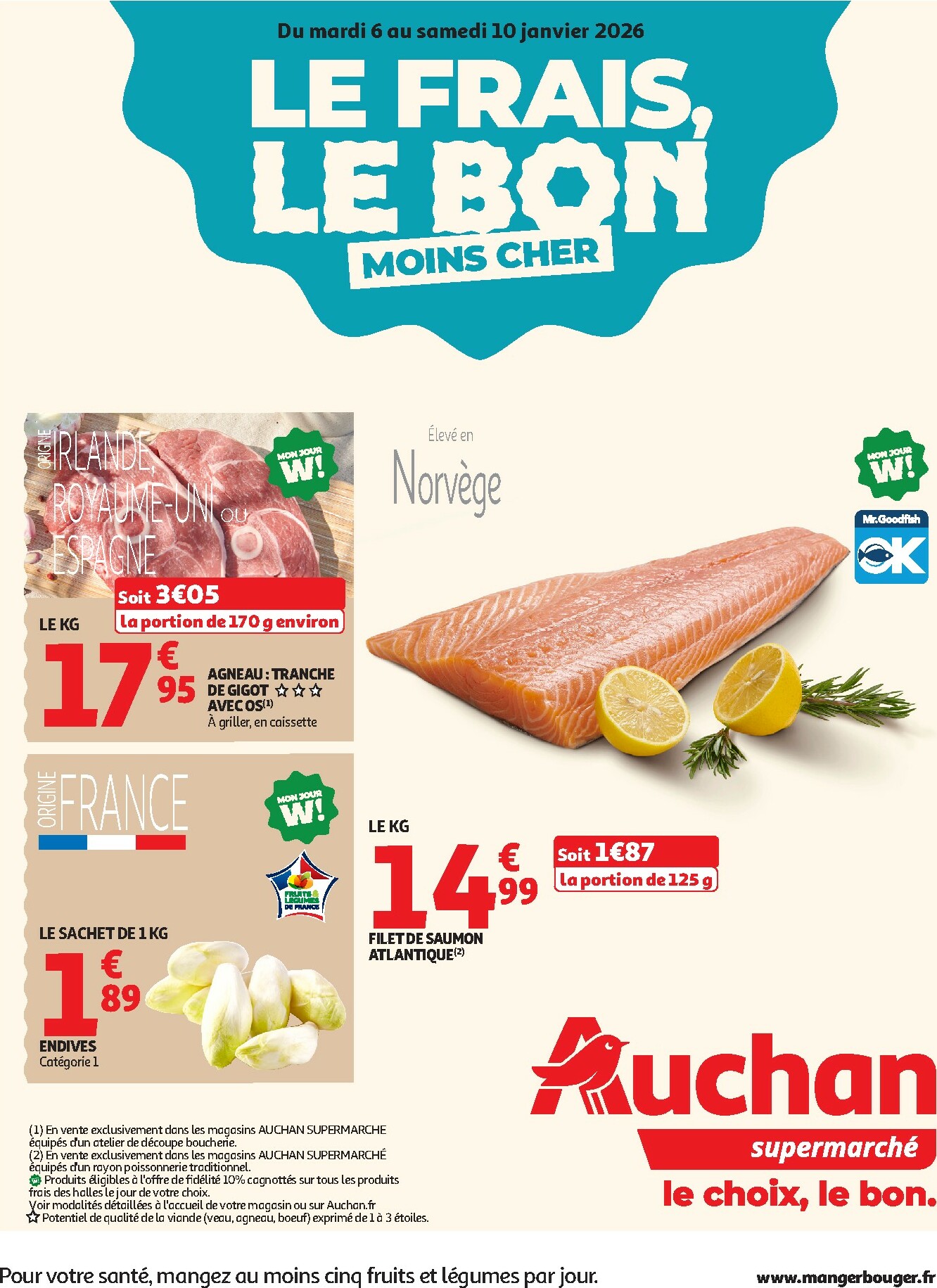 auchan - Catalogue Auchan Supermarché - Frais, bon moins cher valable du 06/01 au 10/01