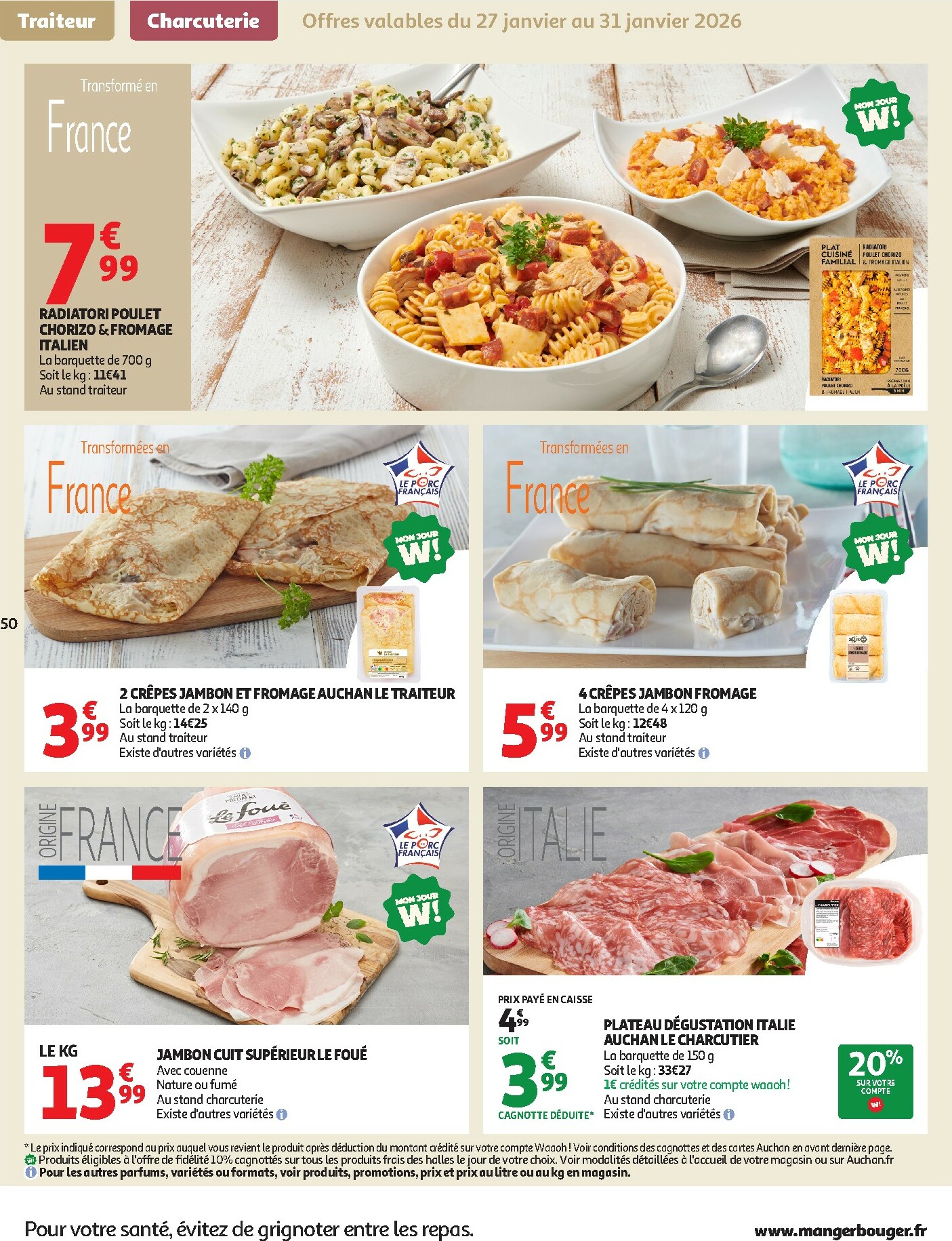 auchan - Catalogue Auchan - Tops produits, top prix valable du 27/01 au 08/02 - page: 50