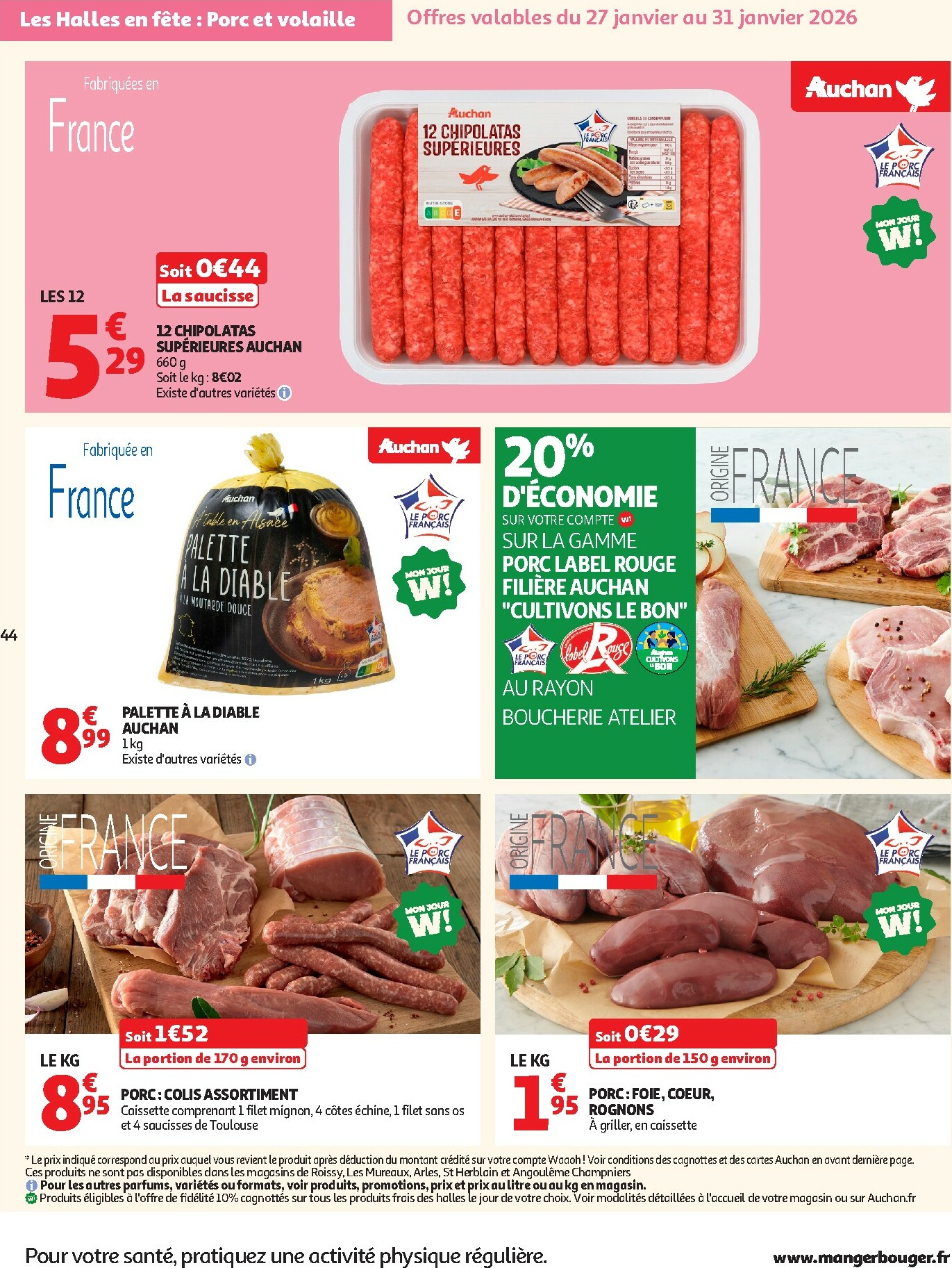 auchan - Catalogue Auchan - Tops produits, top prix valable du 27/01 au 08/02 - page: 44
