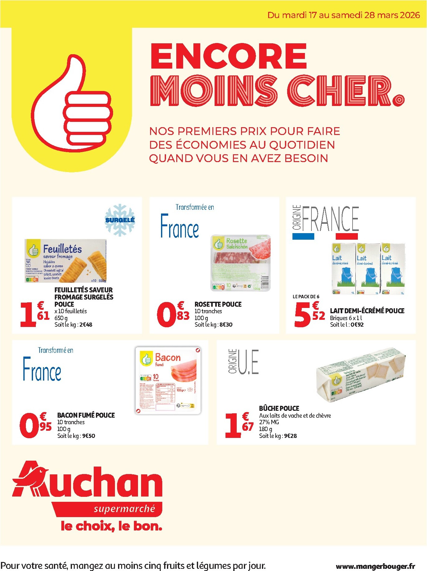 auchan - Catalogue Auchan Supermarché - Marque Pouce valable du 17/03/2026 au 28/03/2026