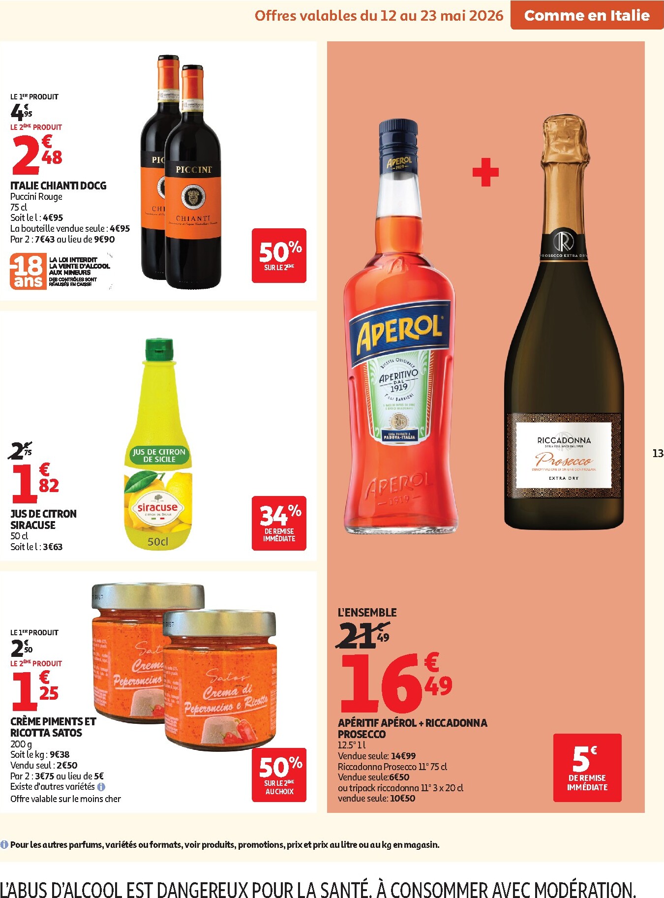auchan - Flyer Auchan Supermarché - Saveurs Italie supers pour la semaine prochaine du du mardi 12/05/2026 au du samedi 16/05/2026 - page: 13