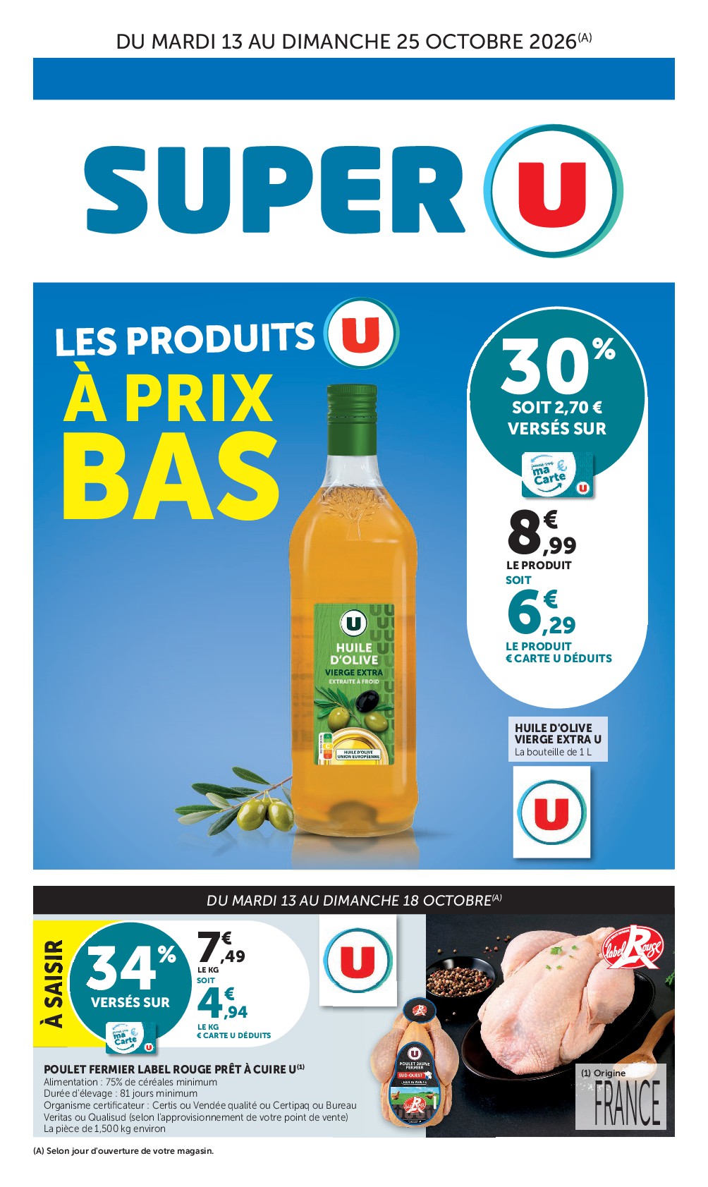 super-u - Prospectus Super U valide du du mardi 13/10/2026 au du dimanche 25/10/2026 - page: 1