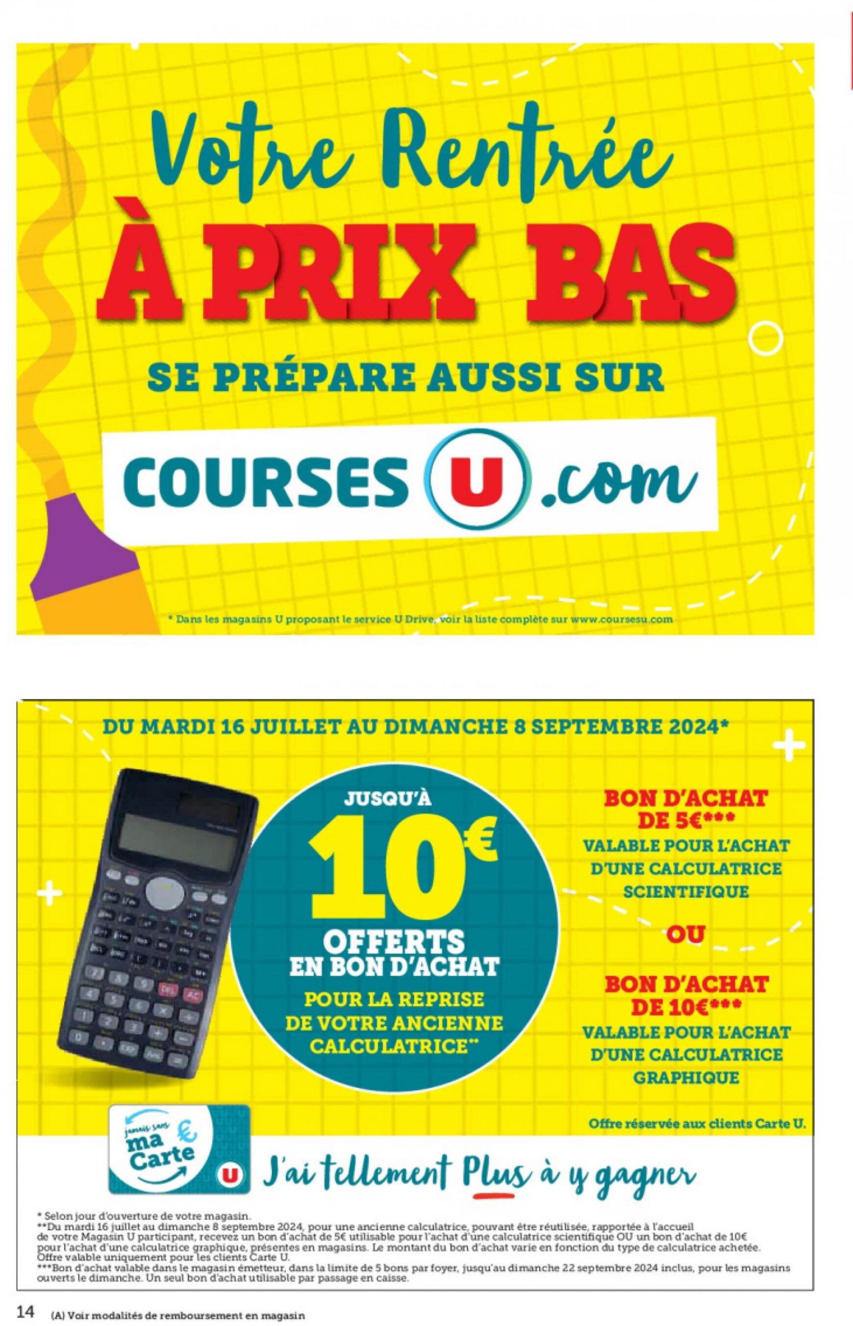 super-u - Prospectus Hyper U - Votre rentrée à prix bas actuel 16.07. - 04.08. - page: 14