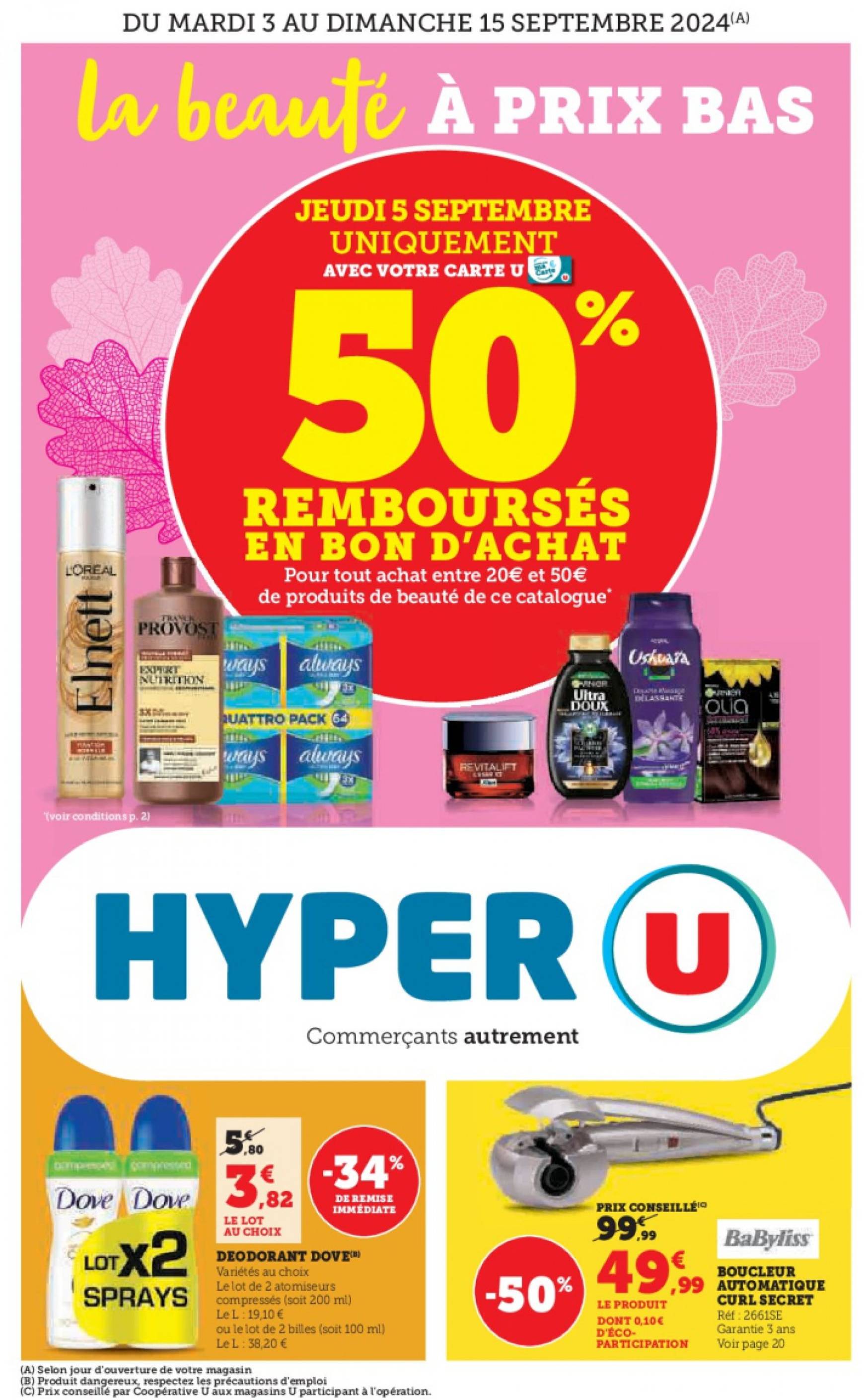 super-u - Catalogue Hyper U - La beauté à prix bas valable dès 03.09. - 15.09.