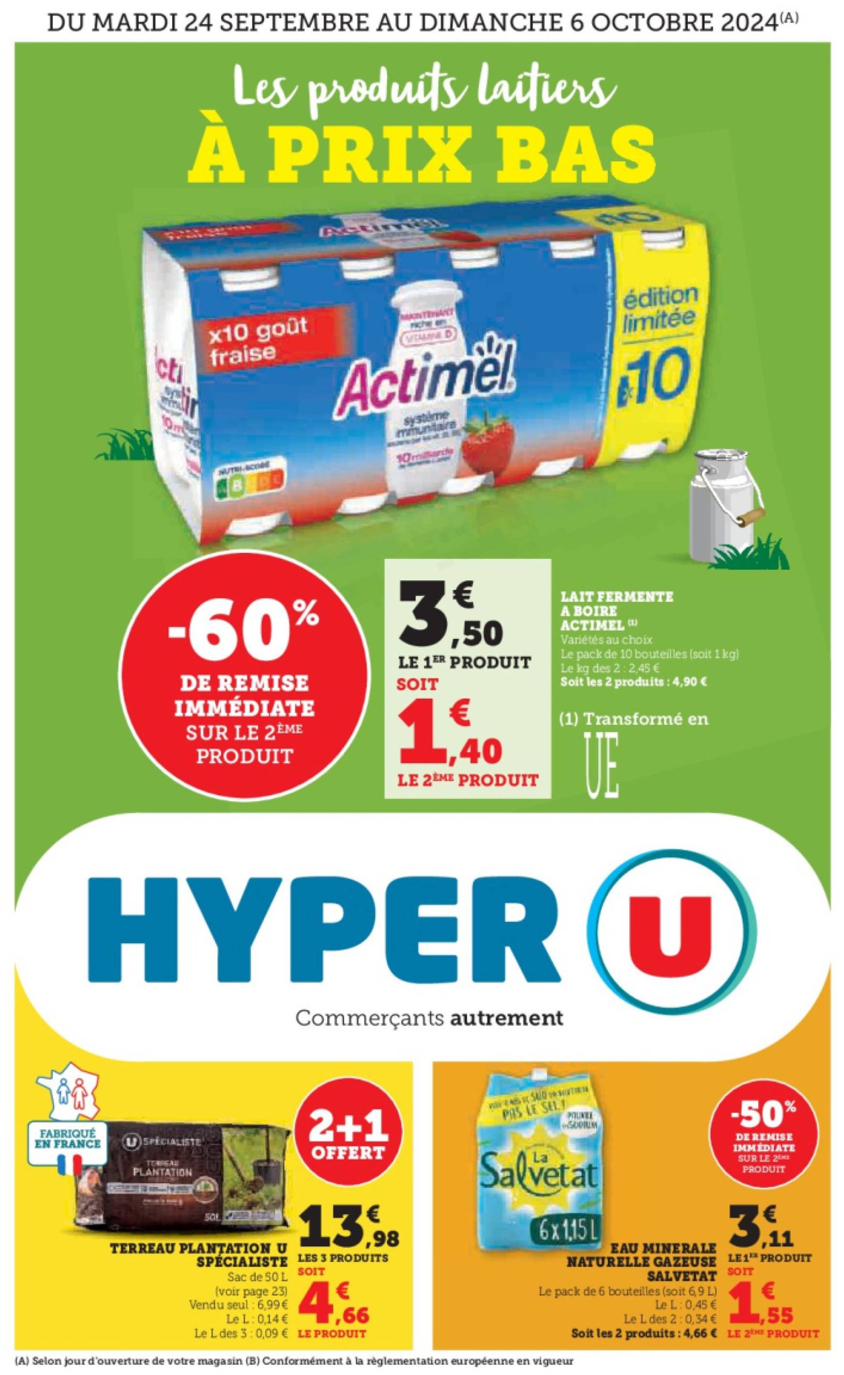 super-u - Catalogue Hyper U - Les prix bas de la semaine valable dès 24.09. - 06.10. - page: 1