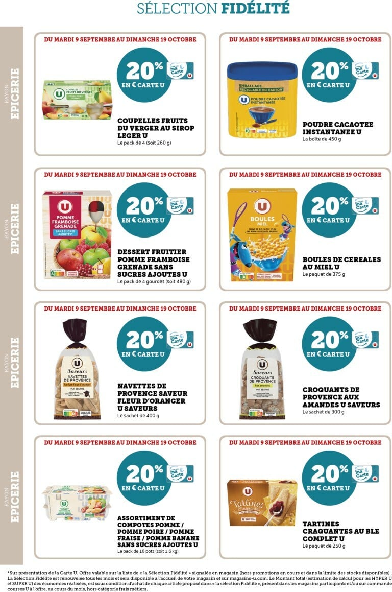 super-u - Catalogue Super U - Ma Sélection Carte U valable du 09/09 au 19/10 - page: 20