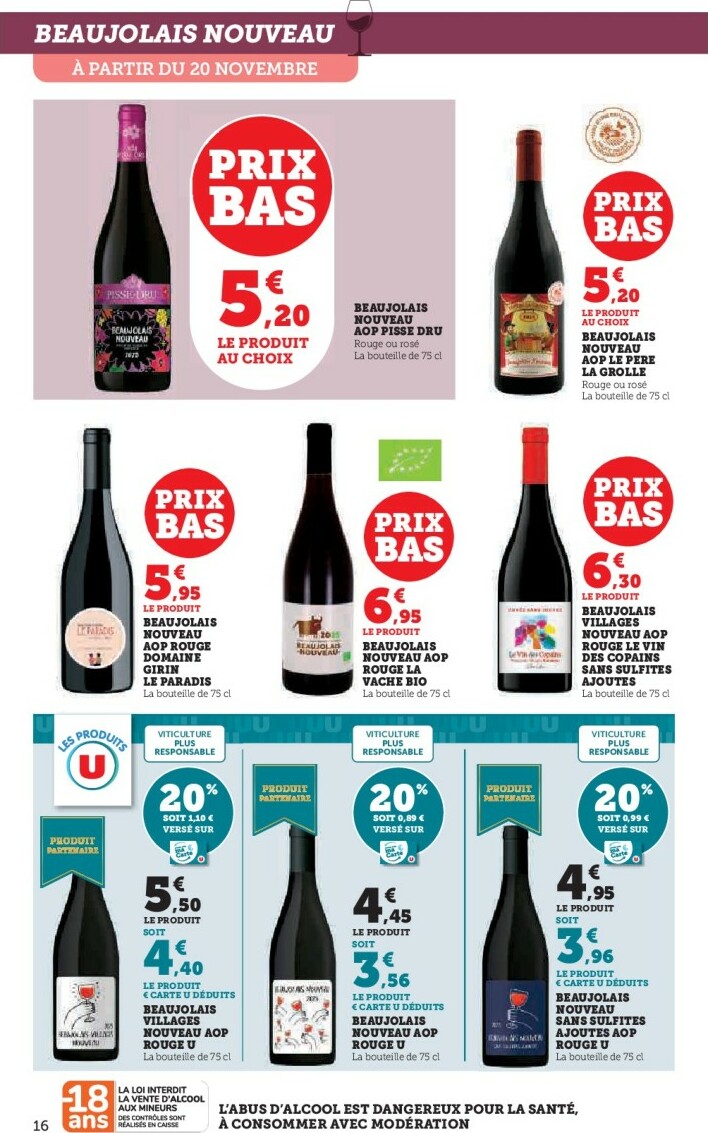 super-u - Catalogue Super U - Les prix bas de la semaine valable du 18/11 au 30/11 - page: 16