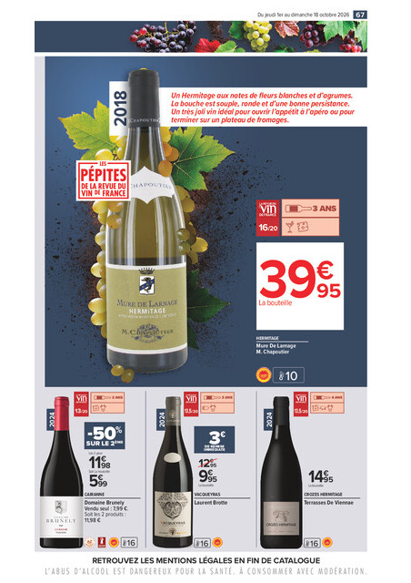 carrefour-market - Flyer Carrefour Market - La Foire Aux Vins pour la semaine prochaine du de jeudi 01/10/2026 au du dimanche 18/10/2026 - page: 67