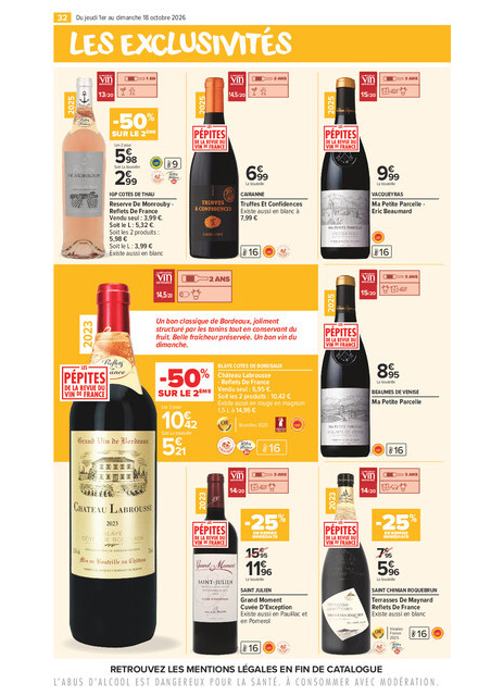 carrefour-market - Flyer Carrefour Market - La Foire Aux Vins pour la semaine prochaine du de jeudi 01/10/2026 au du dimanche 18/10/2026 - page: 32