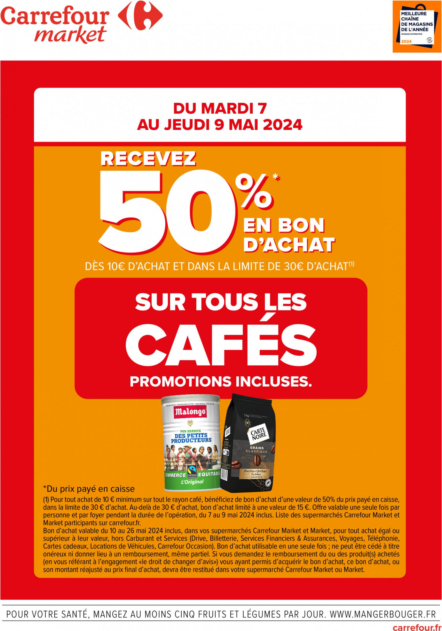 carrefour-market - Prospectus Carrefour Market - 50% en bon d'achat sur tous les cafés actuel 07.05. - 09.05.
