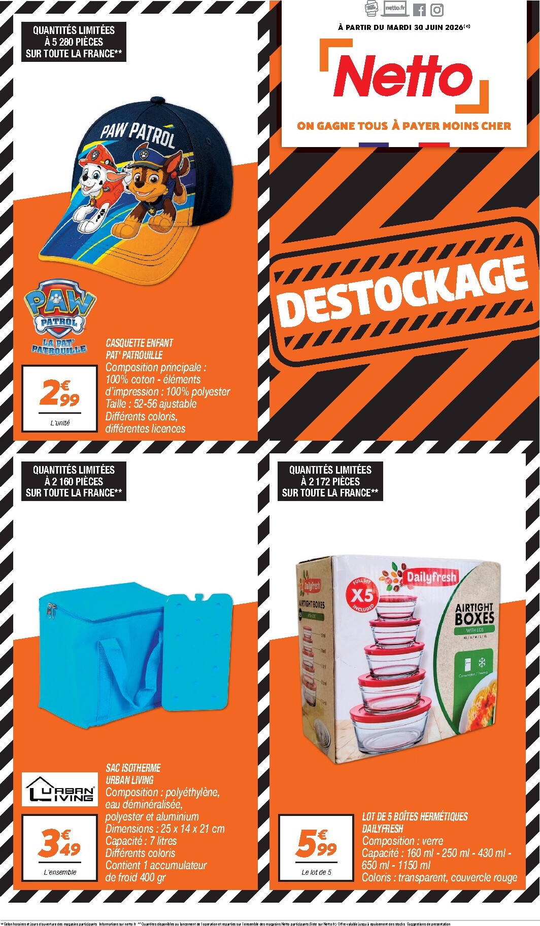 netto - Current Netto - DESTOCKAGE JUILLET leaflet valid from du mardi 30/06/2026 to du vendredi 31/07/2026 - page: 1
