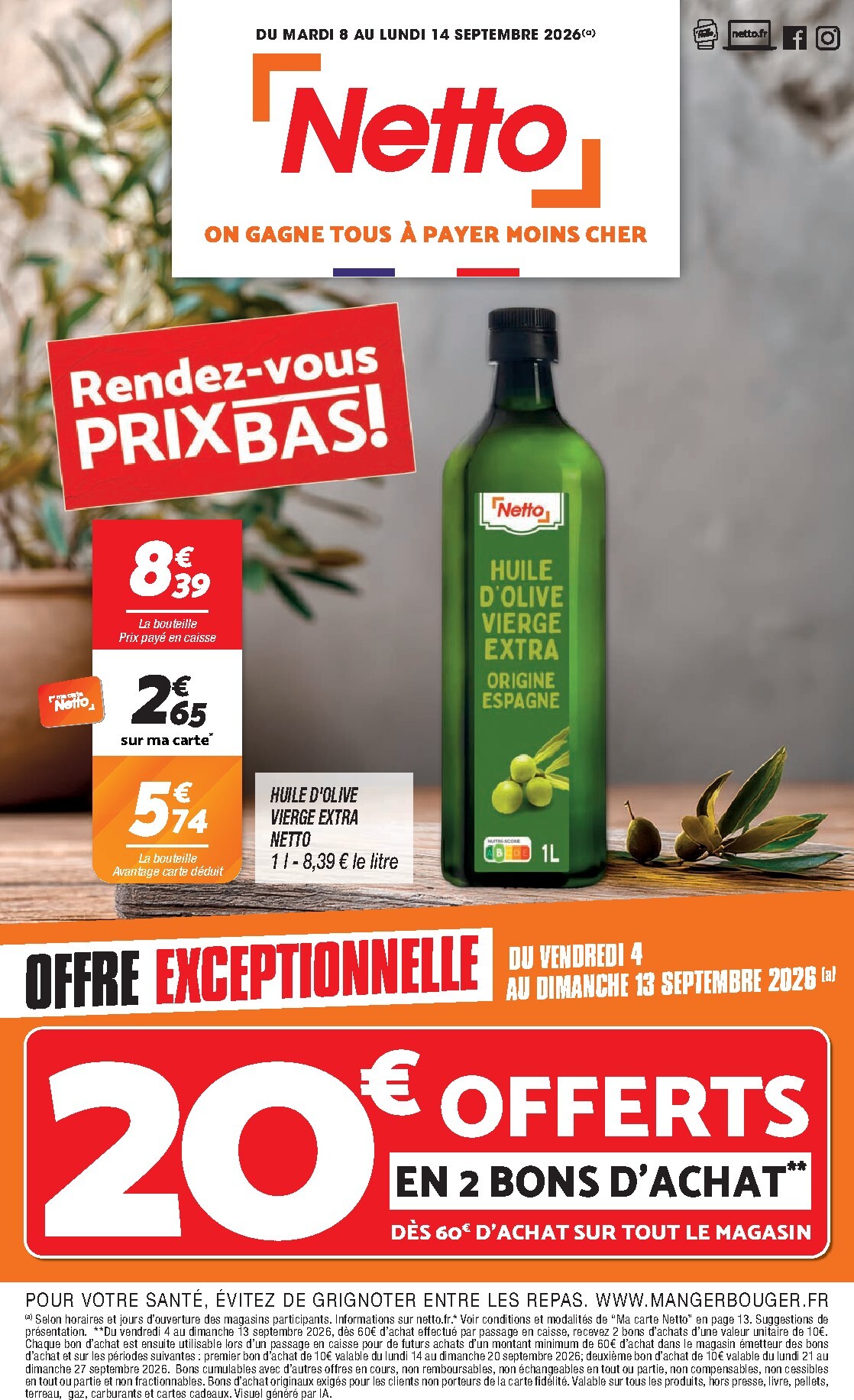 netto - Flyer Netto - Rendez-vous Prix Bas pour la semaine prochaine du du mardi 08/09/2026 au du lundi 14/09/2026