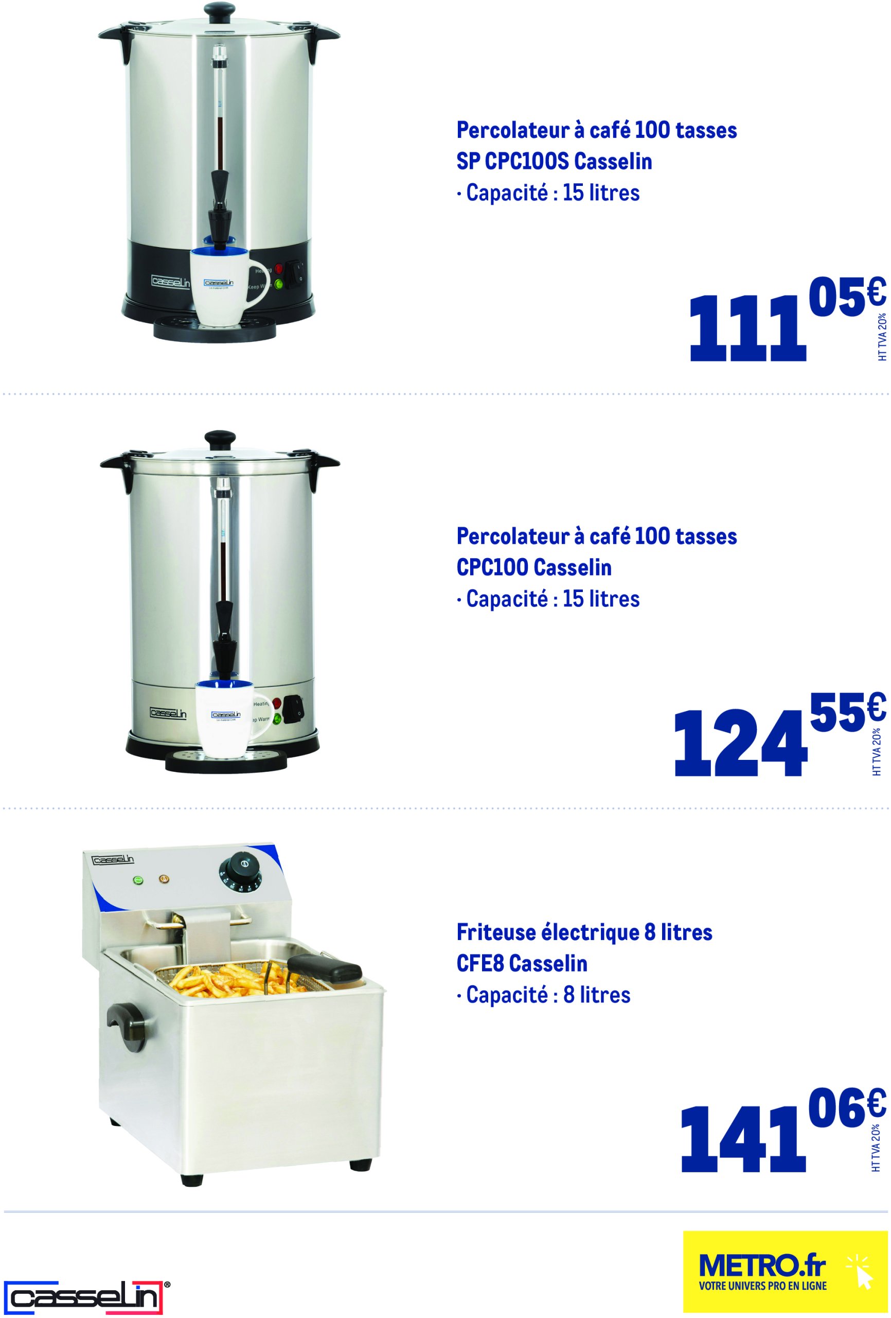 metro - Catalogue Metro - Friteuses et percolateurs Casselin - Exclusivités Marketplace valable du 10/07 au 16/07 - page: 2