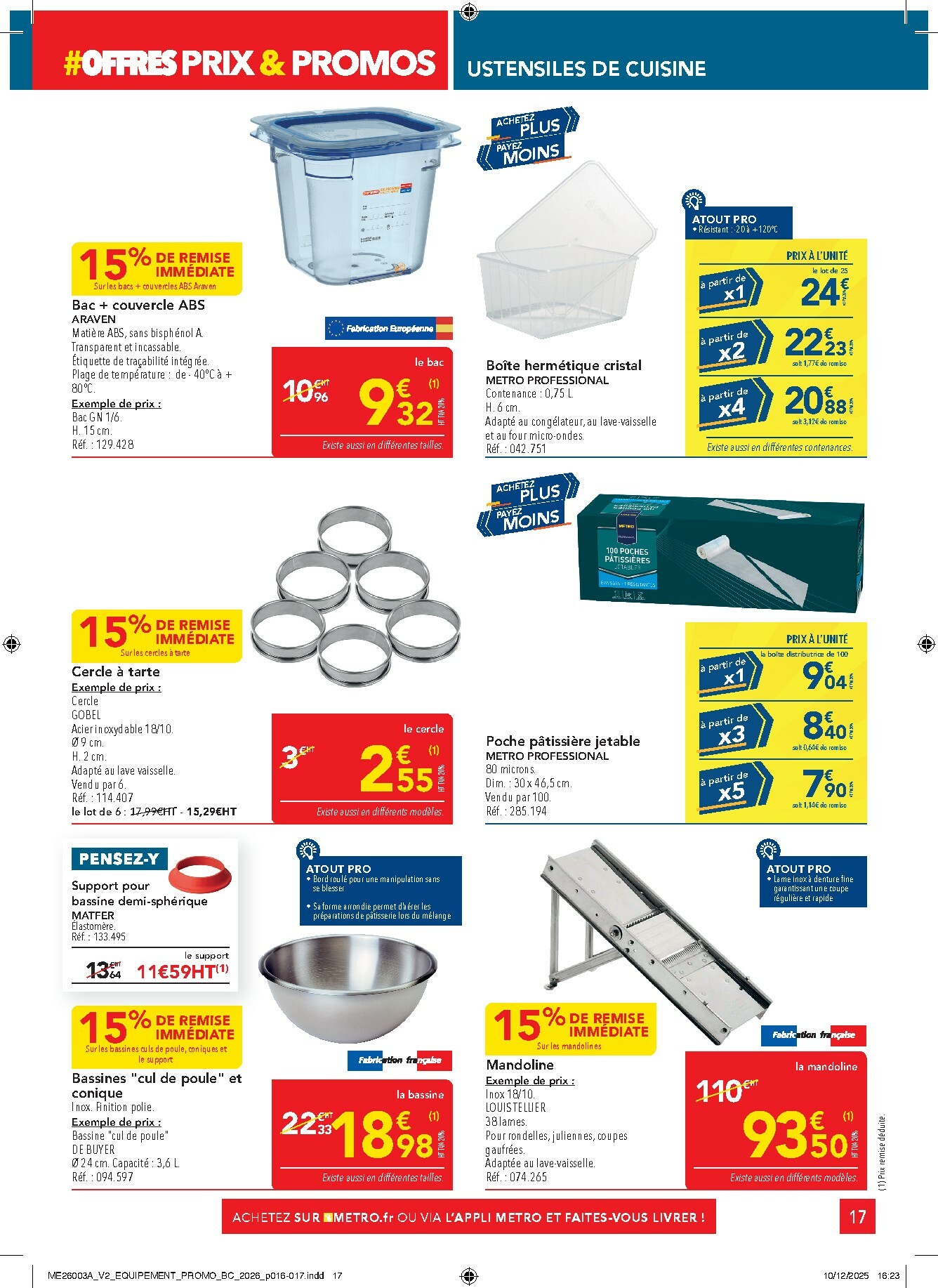 metro - Catalogue Metro - Offres Prix & Promos Equipement valable du 05/01 au 28/01 - page: 17