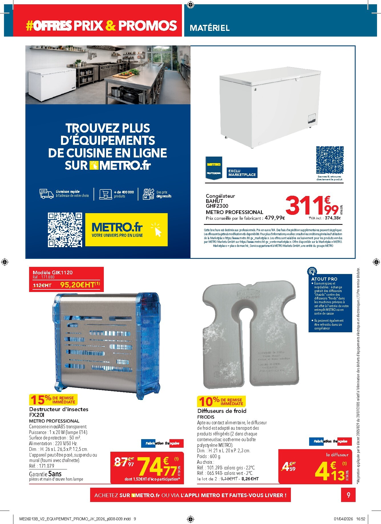 metro - Current Metro - Offres Prix & Promos Equipement leaflet valid from de jeudi 23/04/2026 to du mercredi 20/05/2026 - page: 9