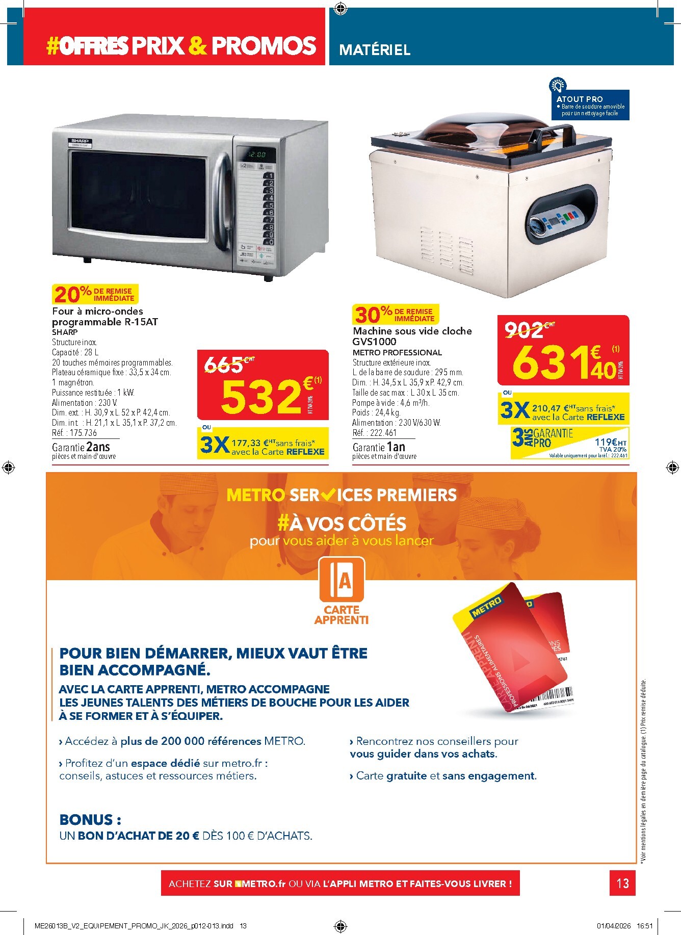 metro - Current Metro - Offres Prix & Promos Equipement leaflet valid from de jeudi 23/04/2026 to du mercredi 20/05/2026 - page: 13