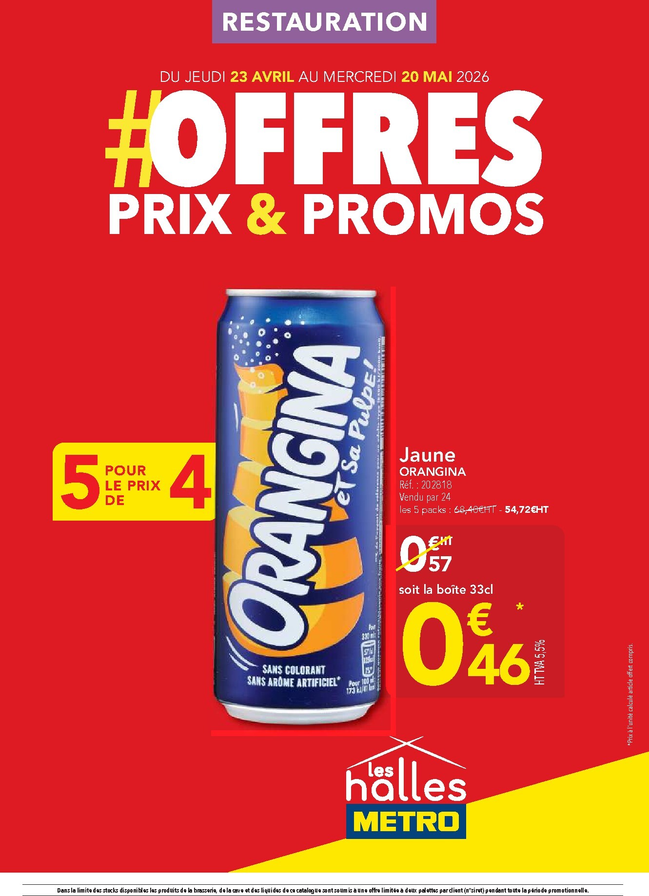 metro - Current Metro - Offres Prix & Promos Restauration leaflet valid from de jeudi 23/04/2026 to du mercredi 20/05/2026