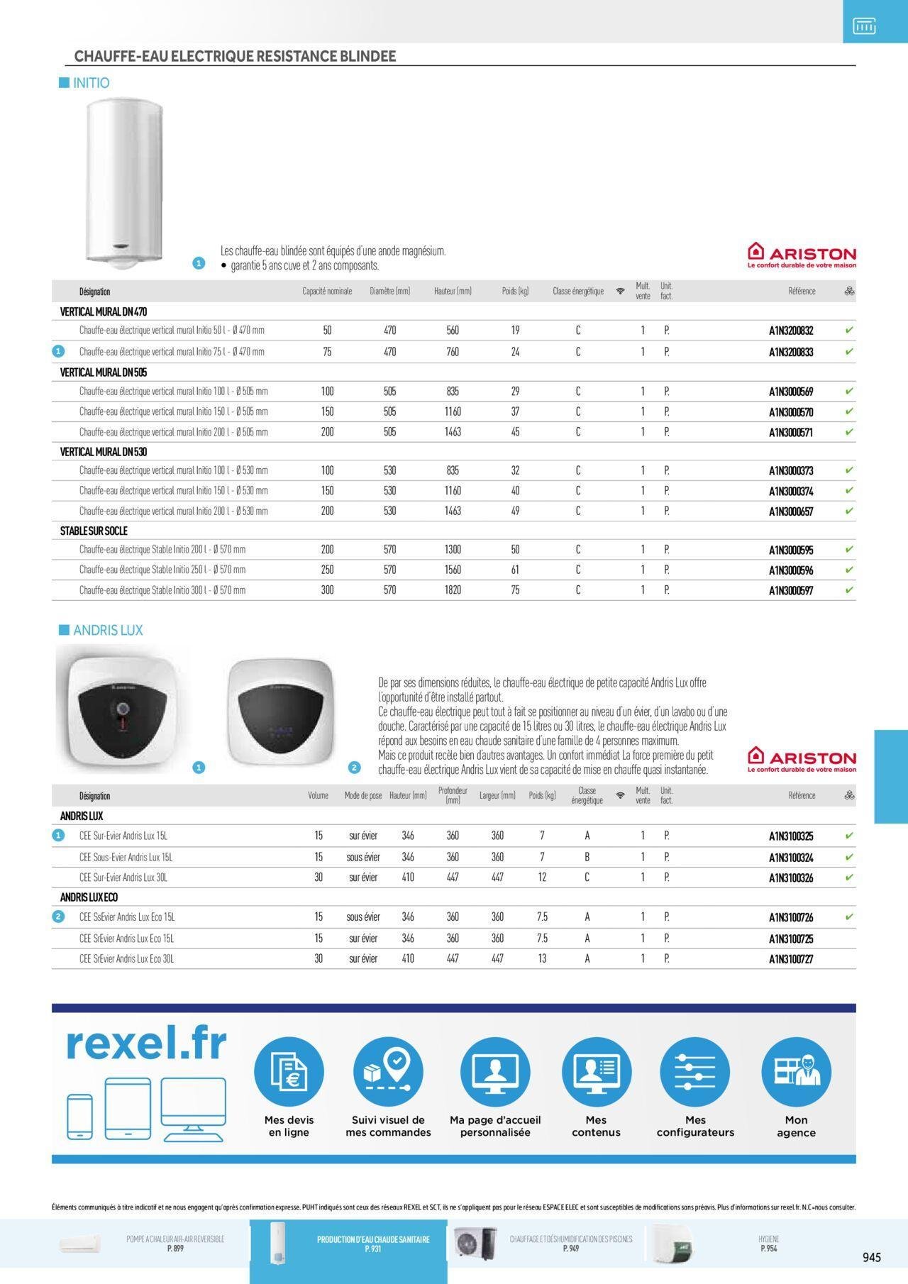 rexel - Rexel Chauffage Electrique, Eau Chaude Sanitaire, Climatisation, Ventilation et Photovoltaïque à partir du 01/12/2023 - 31/12/2024 - page: 161