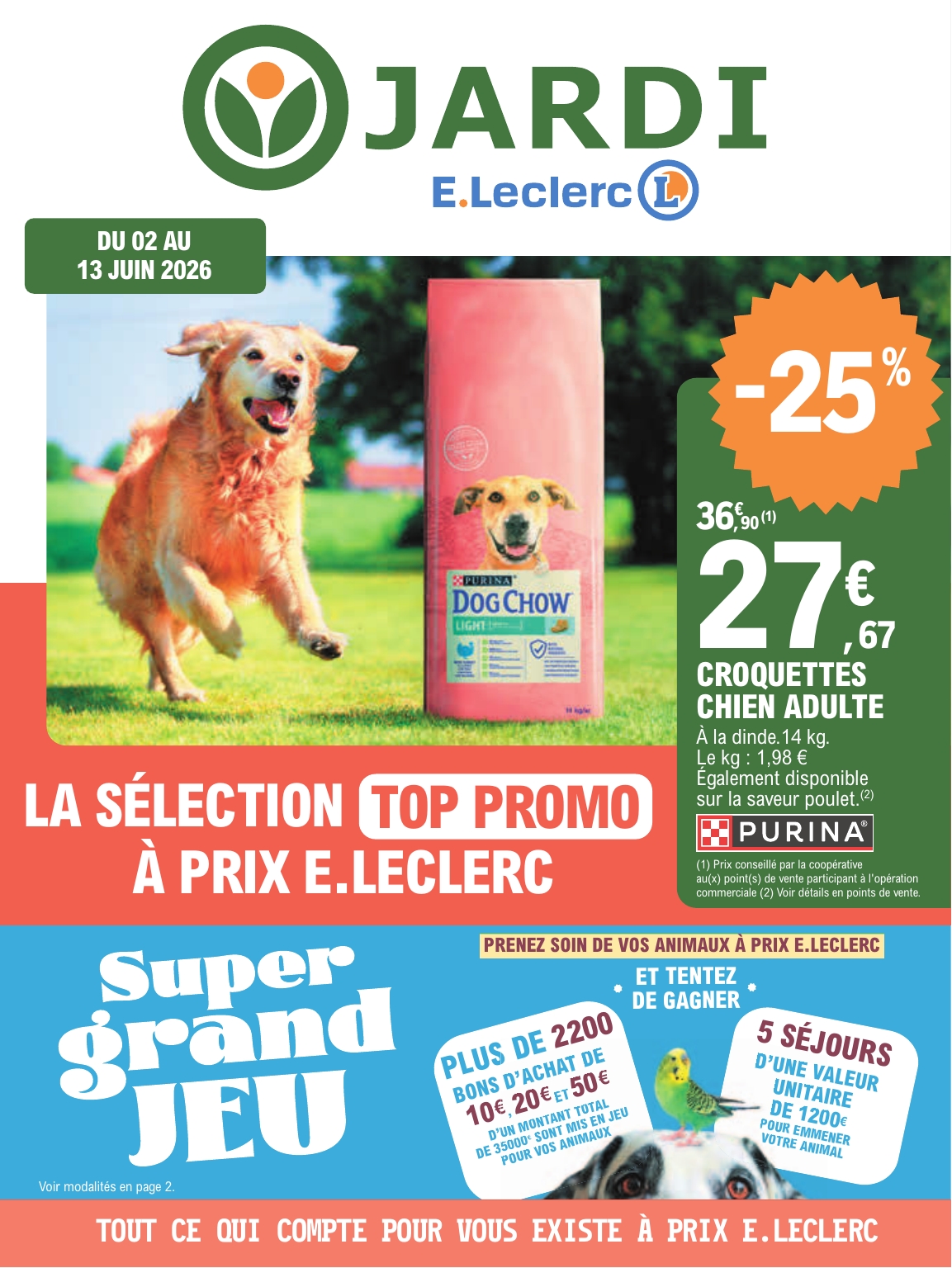 e-leclerc - Flyer E.Leclerc - Animalerie pour la semaine prochaine du du mardi 02/06/2026 au du samedi 13/06/2026