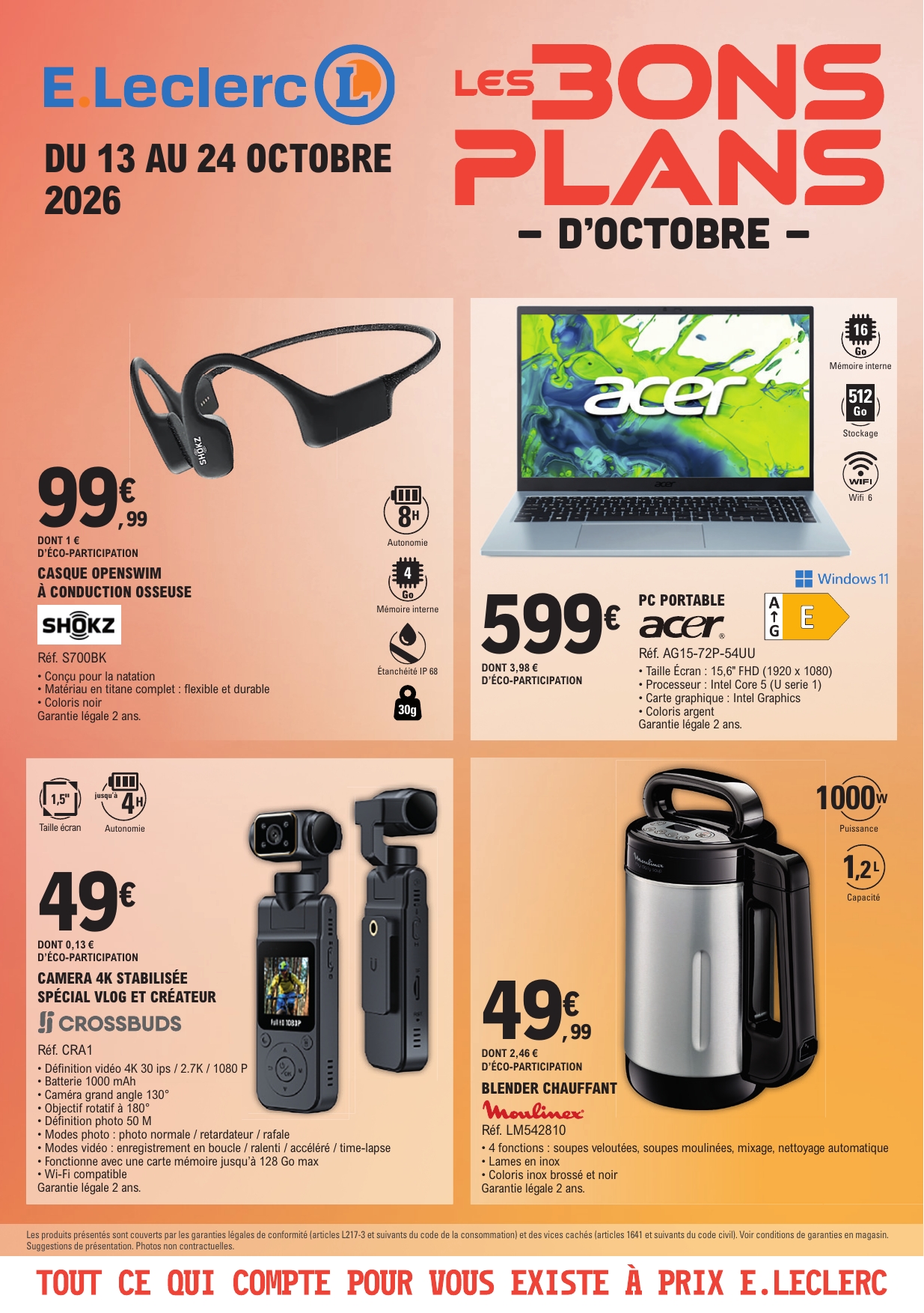 e-leclerc - Current E.Leclerc - Bons plans d'octobre leaflet valid from du mardi 13/10/2026 to du samedi 24/10/2026