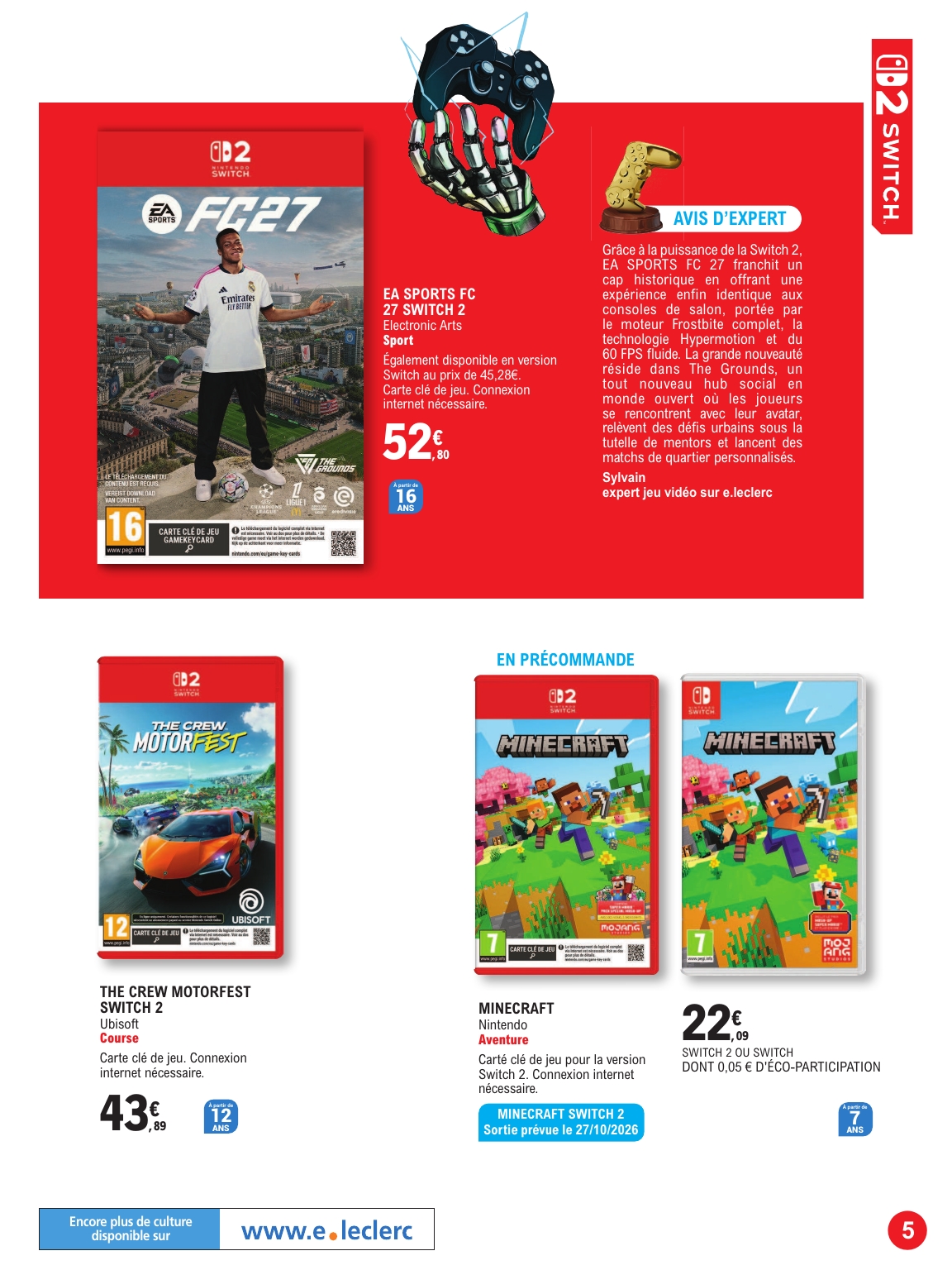 e-leclerc - Flyer E.Leclerc - Le guide jeu vidéo pour la semaine prochaine du du mardi 20/10/2026 au du samedi 07/11/2026 - page: 5