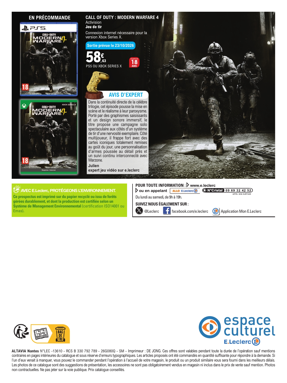 e-leclerc - Flyer E.Leclerc - Le guide jeu vidéo pour la semaine prochaine du du mardi 20/10/2026 au du samedi 07/11/2026 - page: 20