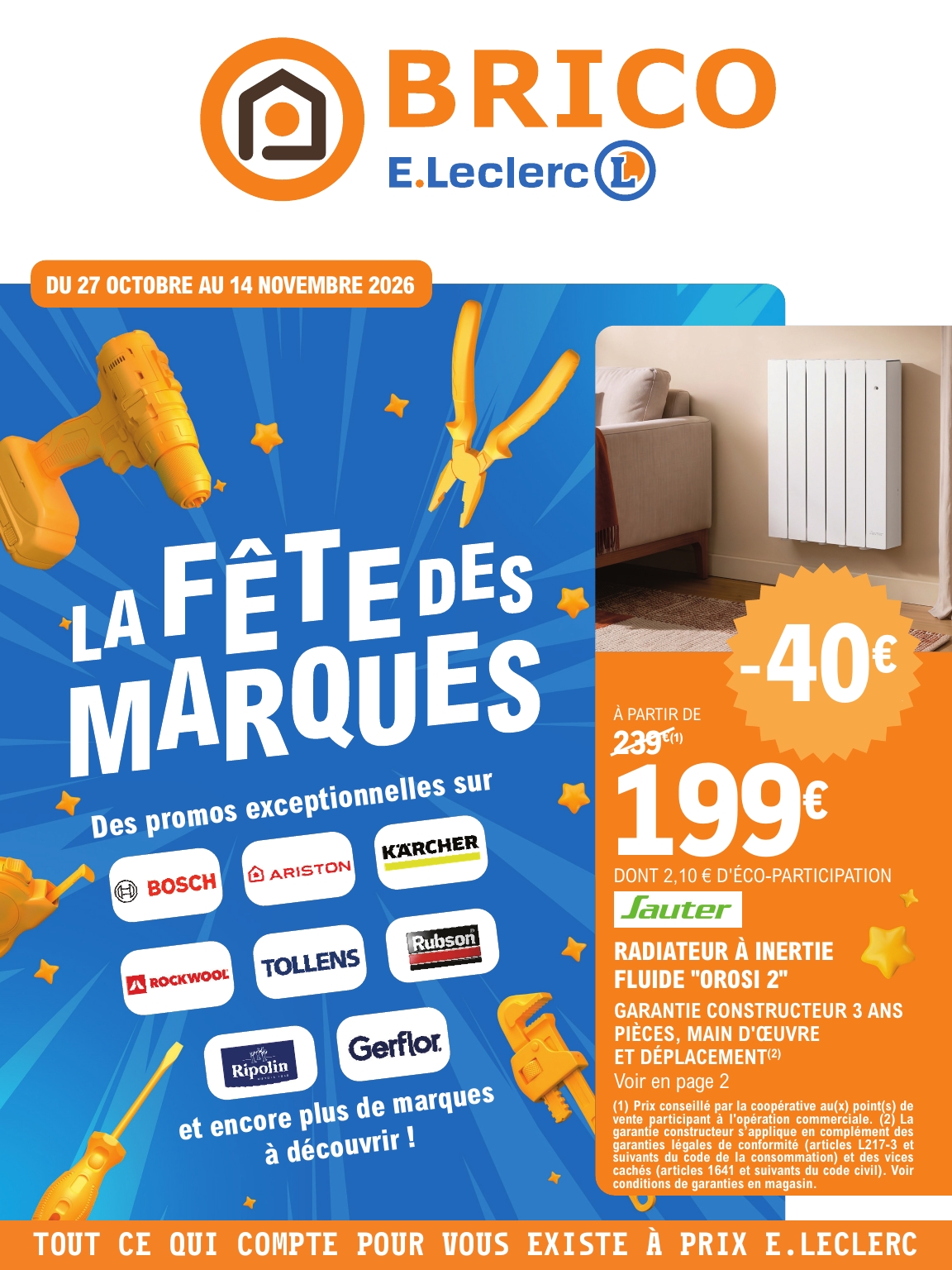 e-leclerc - Flyer E.Leclerc - Brico, fête des marques pour la semaine prochaine du du mardi 27/10/2026 au du samedi 14/11/2026