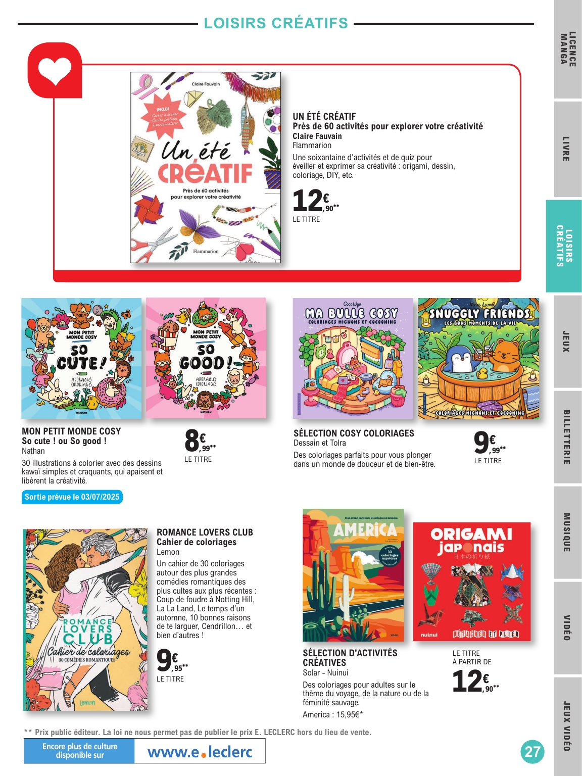 e-leclerc - Catalogue E.Leclerc - Selection été valable du 01/07 au 19/07 - page: 27 e-leclerc - Catalogue E.Leclerc - Selection été valable du 01/07 au 19/07 - page: 27
