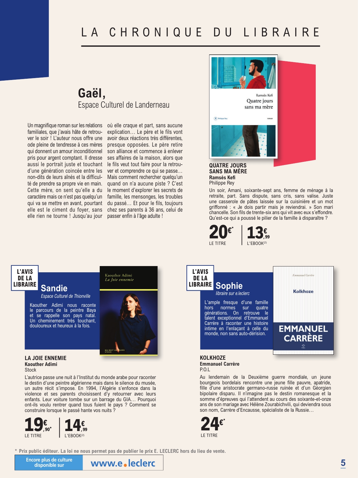 e-leclerc - Catalogue E.Leclerc - Guide rentree litteraire valable du 02/09 au 25/10 - page: 5