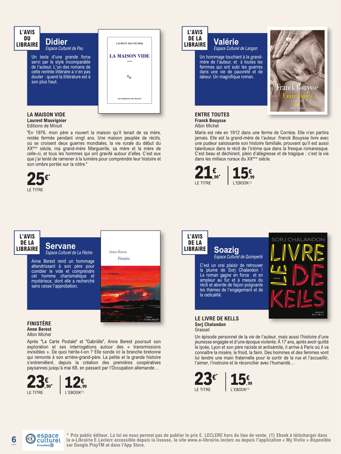 e-leclerc - Catalogue E.Leclerc - Guide rentree litteraire valable du 02/09 au 25/10 - page: 6