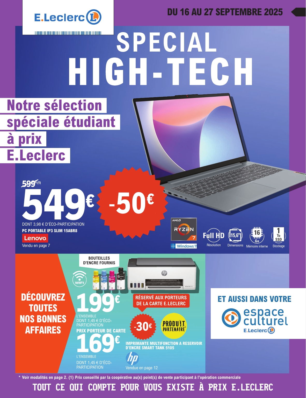 e-leclerc - Catalogue E.Leclerc - Spécial High Tech valable du 16/09 au 27/09