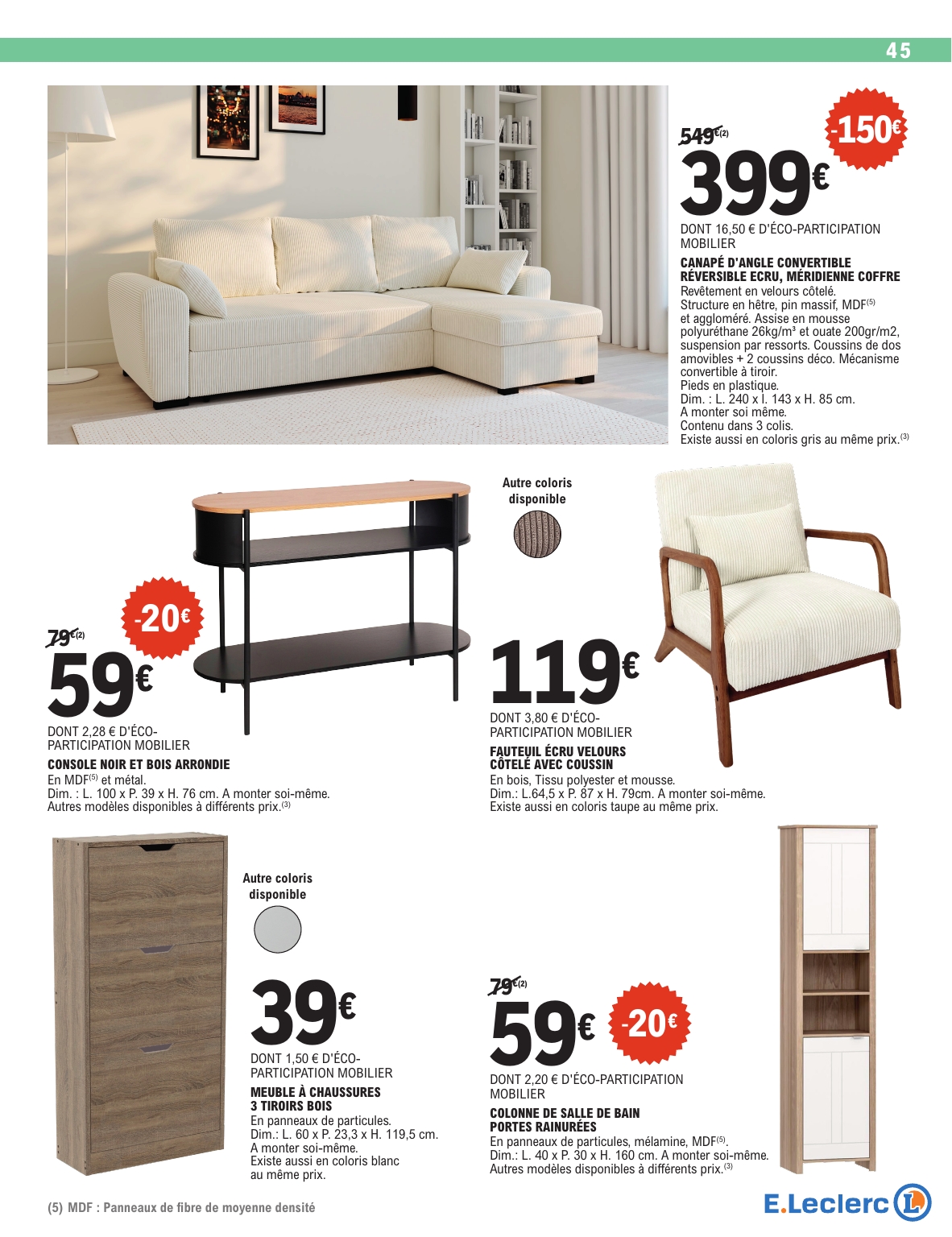 e-leclerc - Catalogue E.Leclerc - Spécial Blanc valable du 26/12 au 10/01 - page: 45
