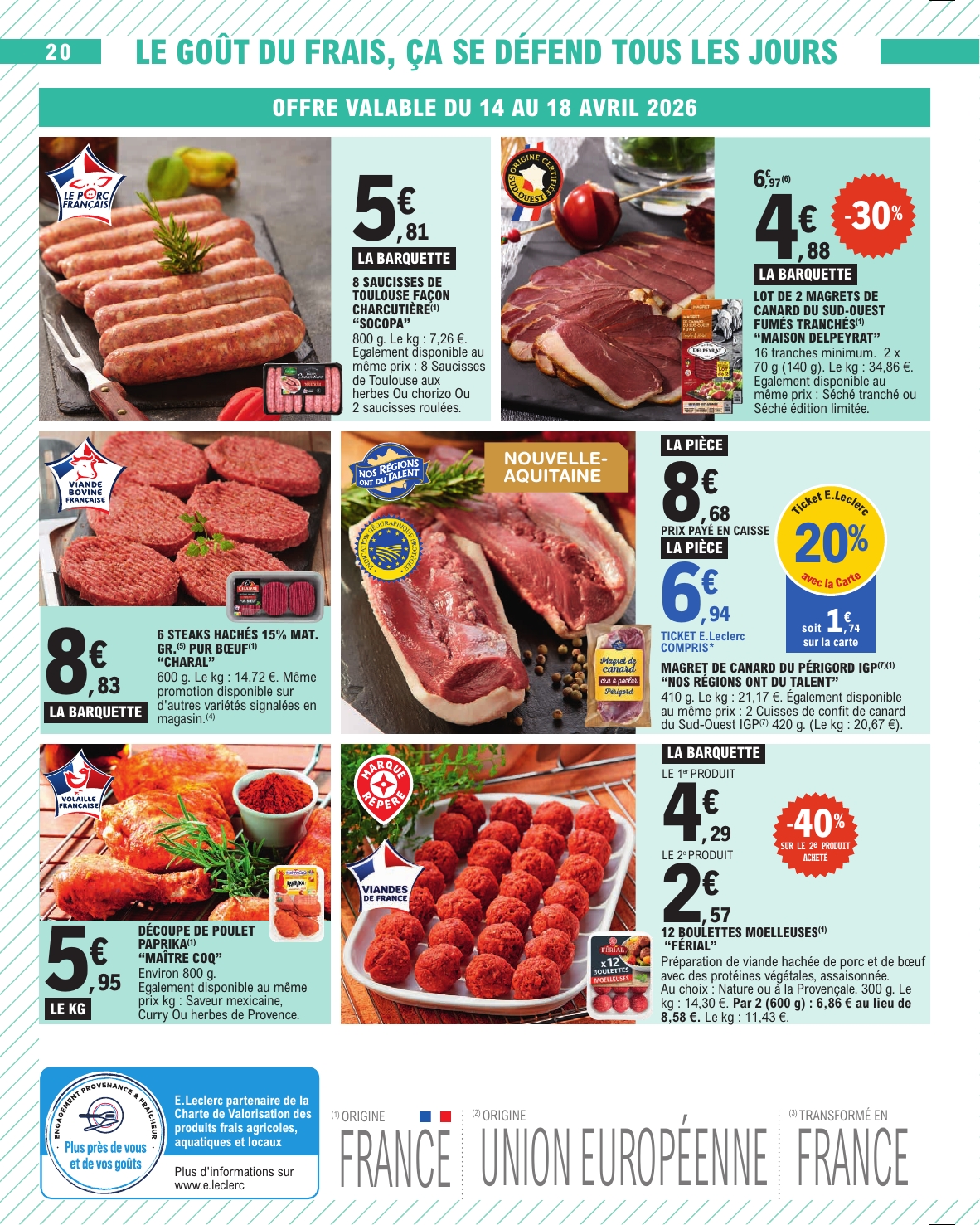 e-leclerc - Flyer E.Leclerc pour la semaine prochaine du du mardi 14/04/2026 au du samedi 25/04/2026 - page: 20