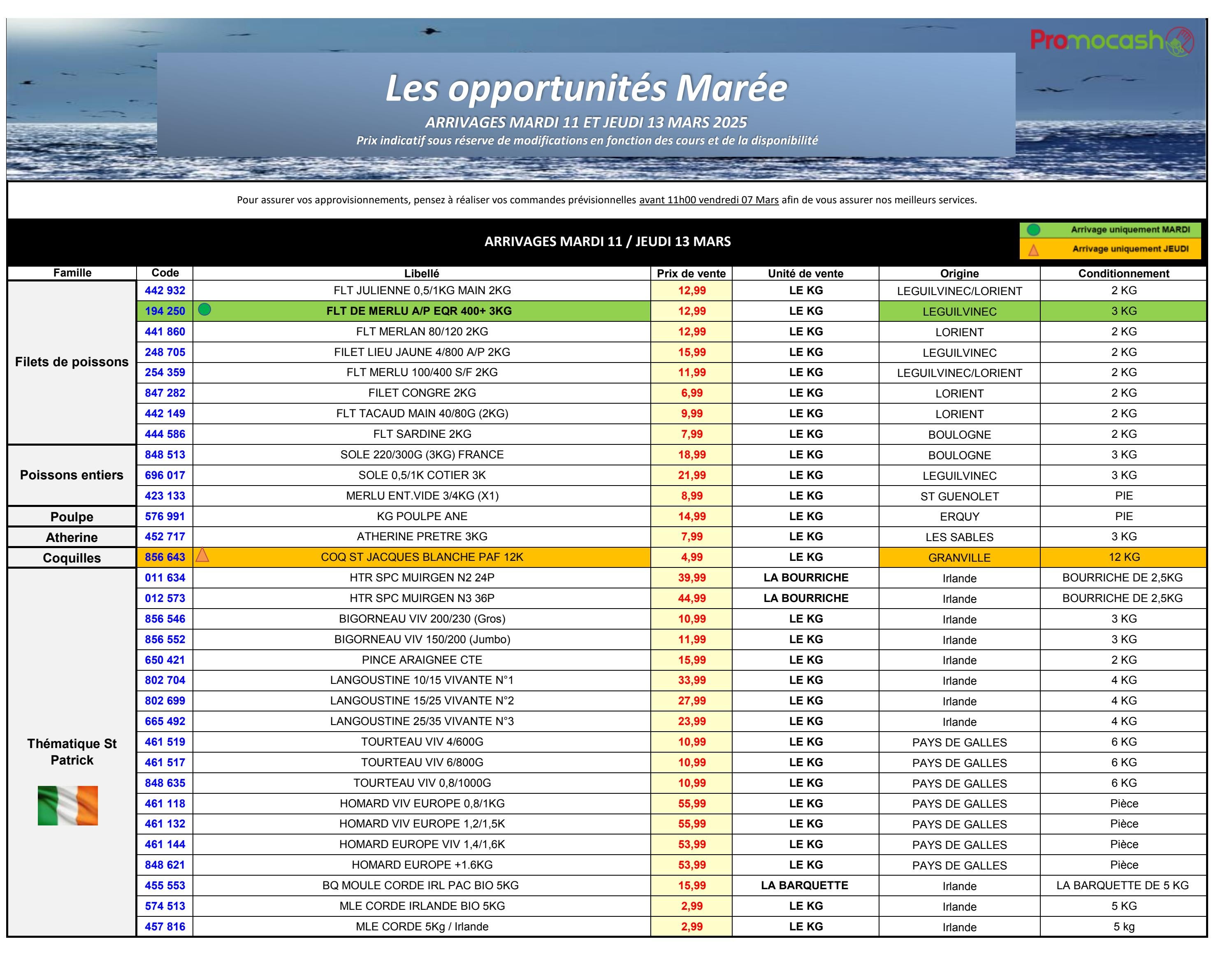 promocash - Catalogue Promocash - Les opportunités Marée valable dès 11/03 - 13/03