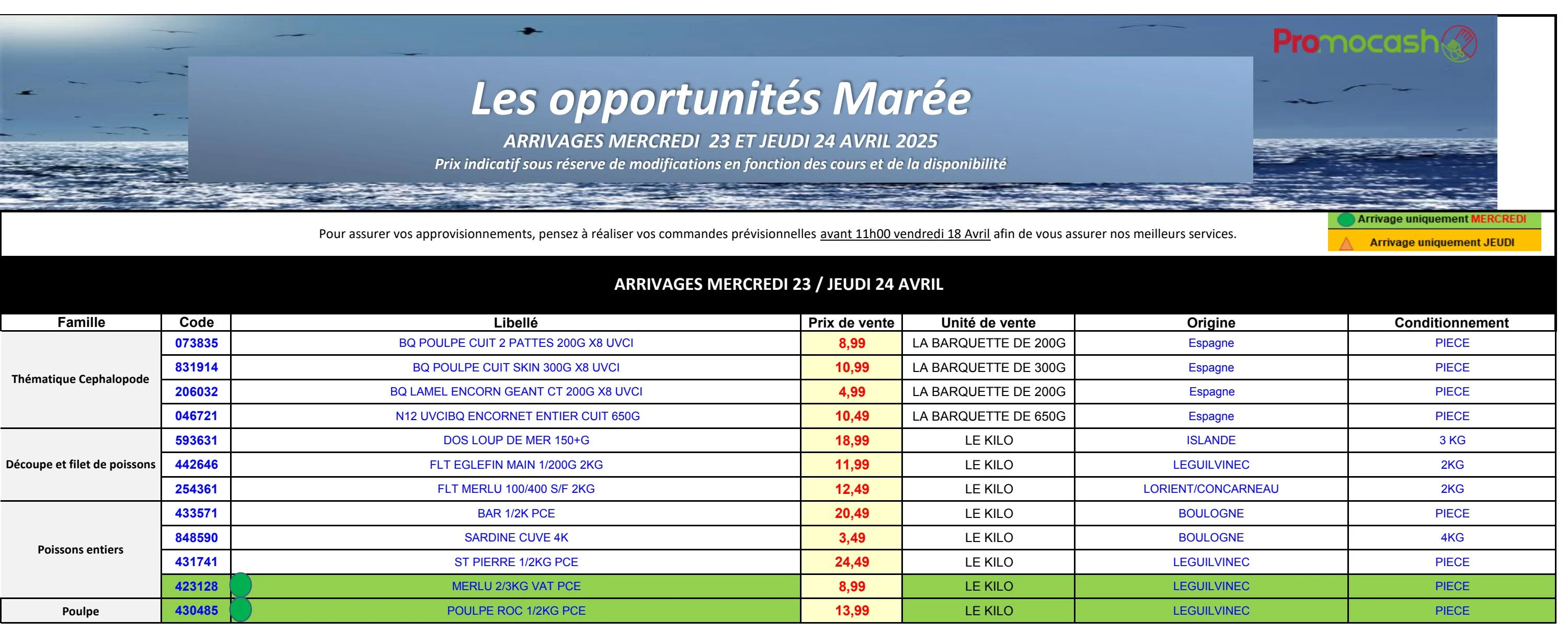 promocash - Catalogue Promocash - Les opportunités Marée valable dès 23/04 - 24/04