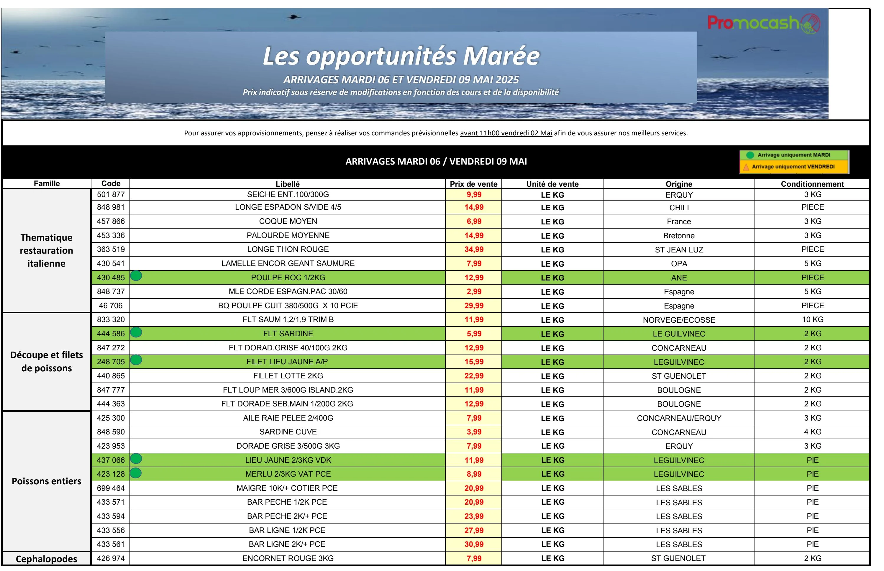 promocash - Catalogue Promocash - Les opportunités Marée valable dès 06/05 - 09/05 - page: 1