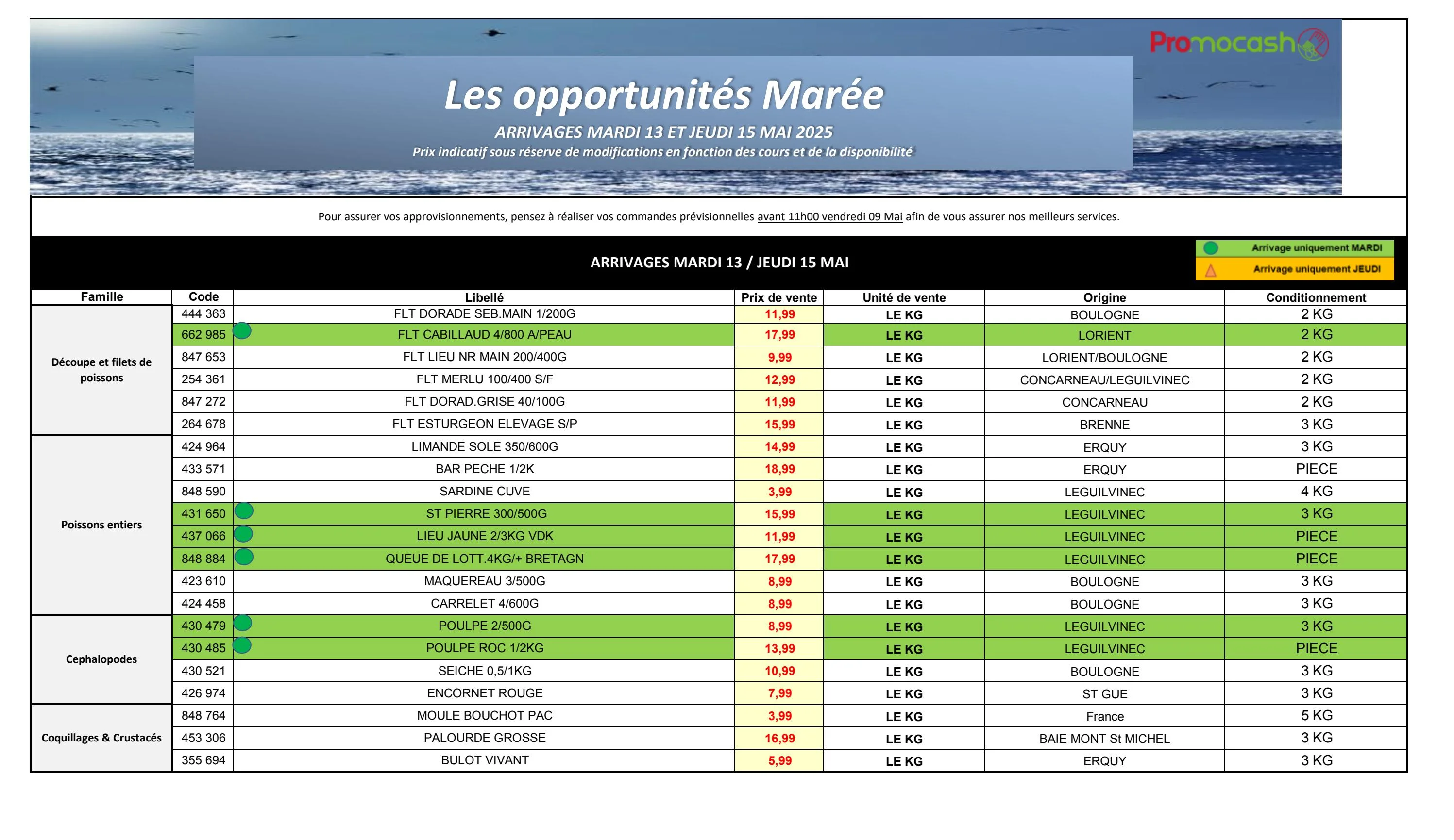 promocash - Catalogue Promocash - Les opportunités Marée valable dès 13/05 - 15/05