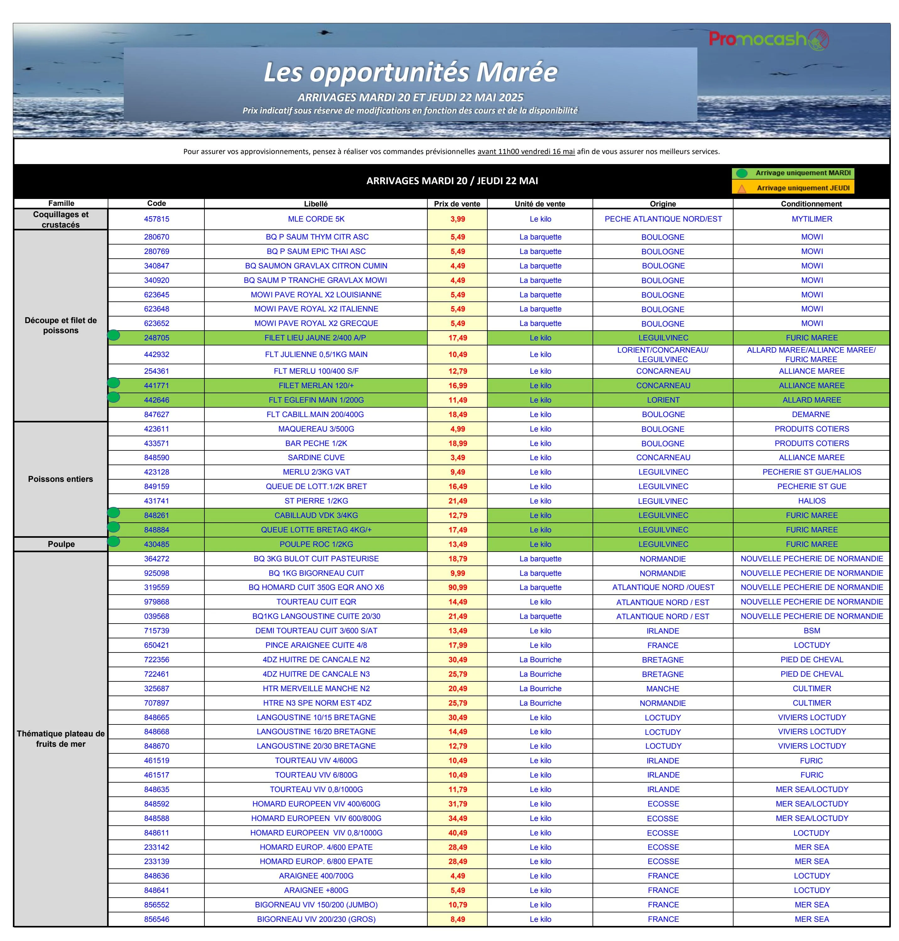promocash - Catalogue Promocash - Les opportunités Marée valable dès 20/05 - 22/05 - page: 1