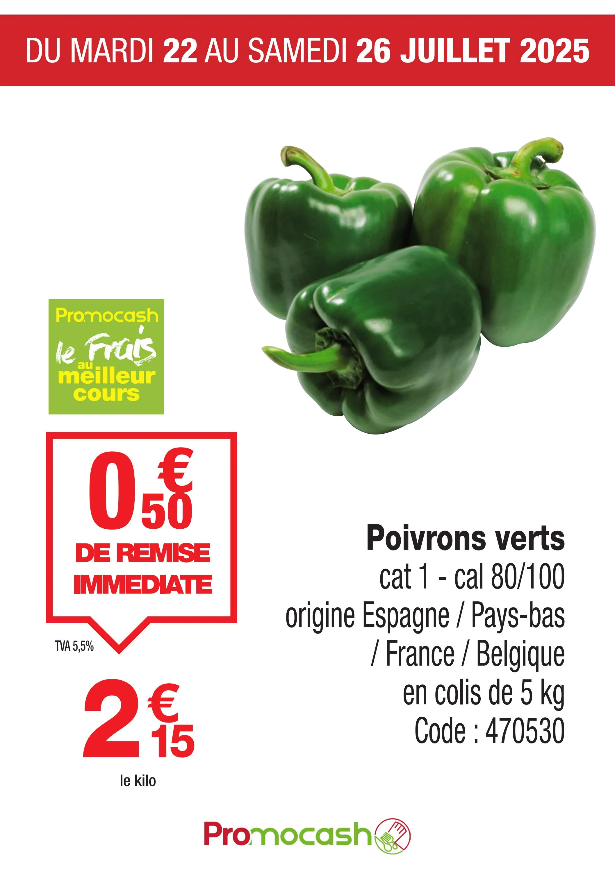 promocash - Catalogue Promocash - Poivrons verts valable du 22/07 au 26/07