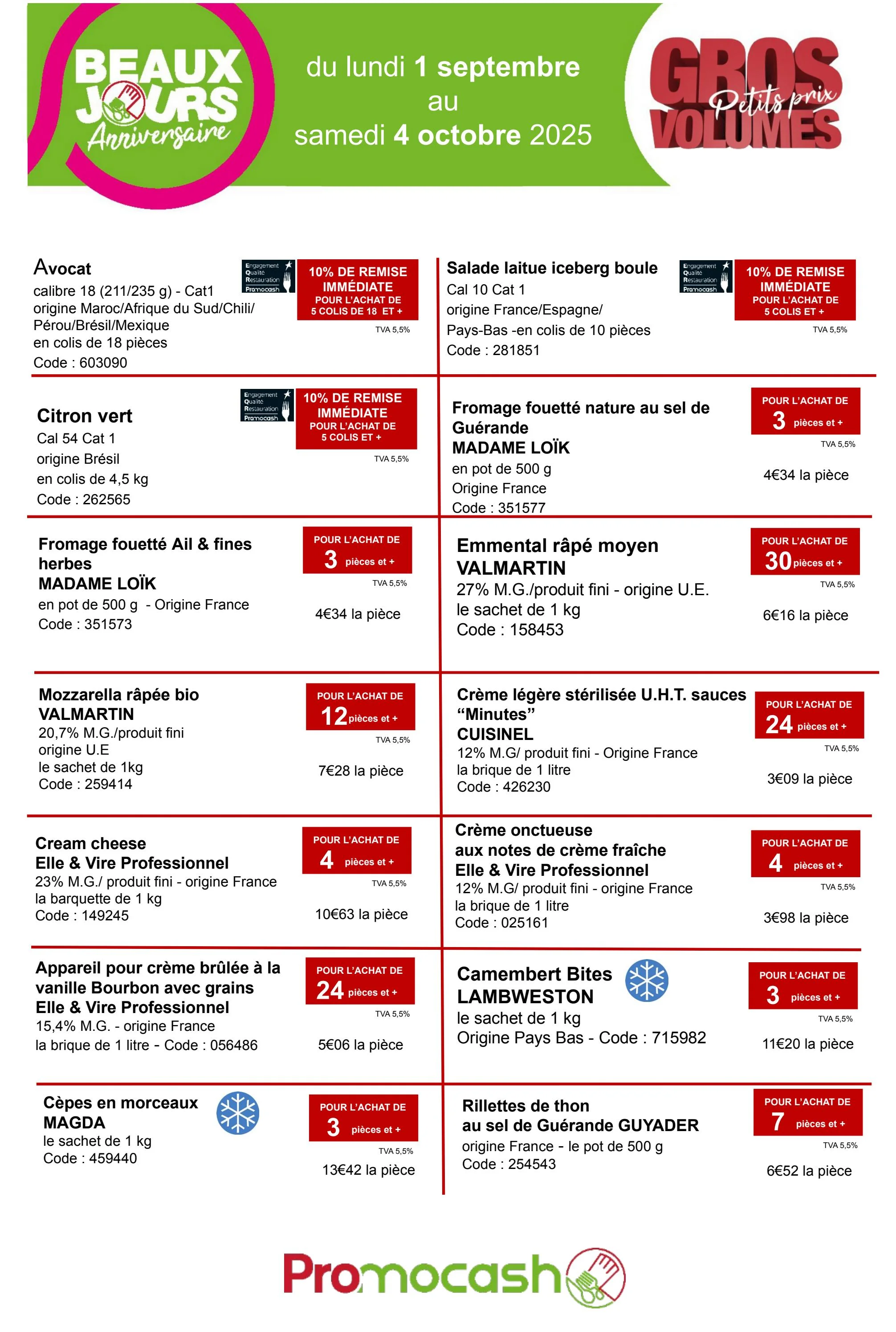 promocash - Catalogue Promocash valable du 01/09 au 04/10