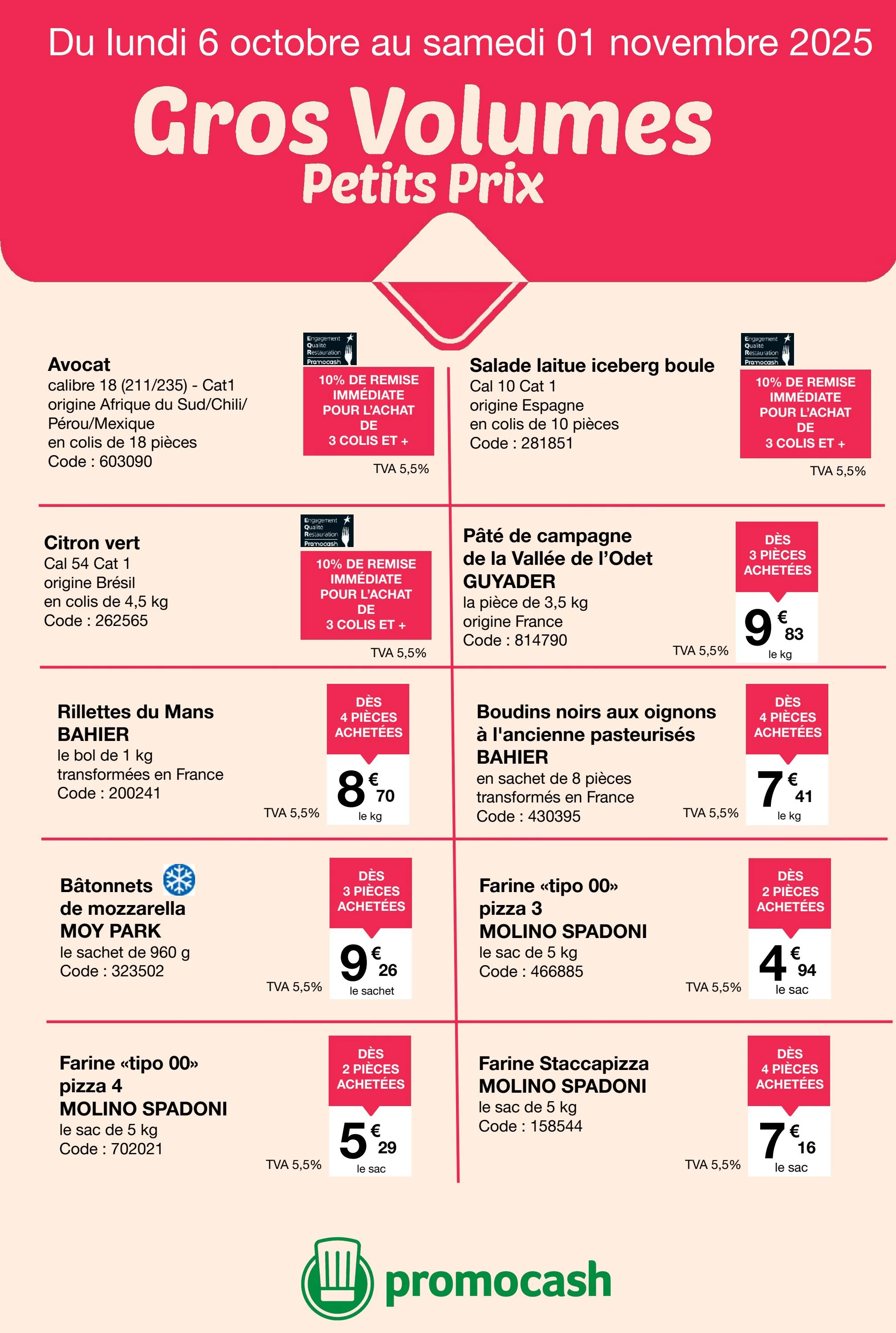 promocash - Catalogue Promocash - Gros Volumes, Petits Prix valable du 06/10 au 01/11