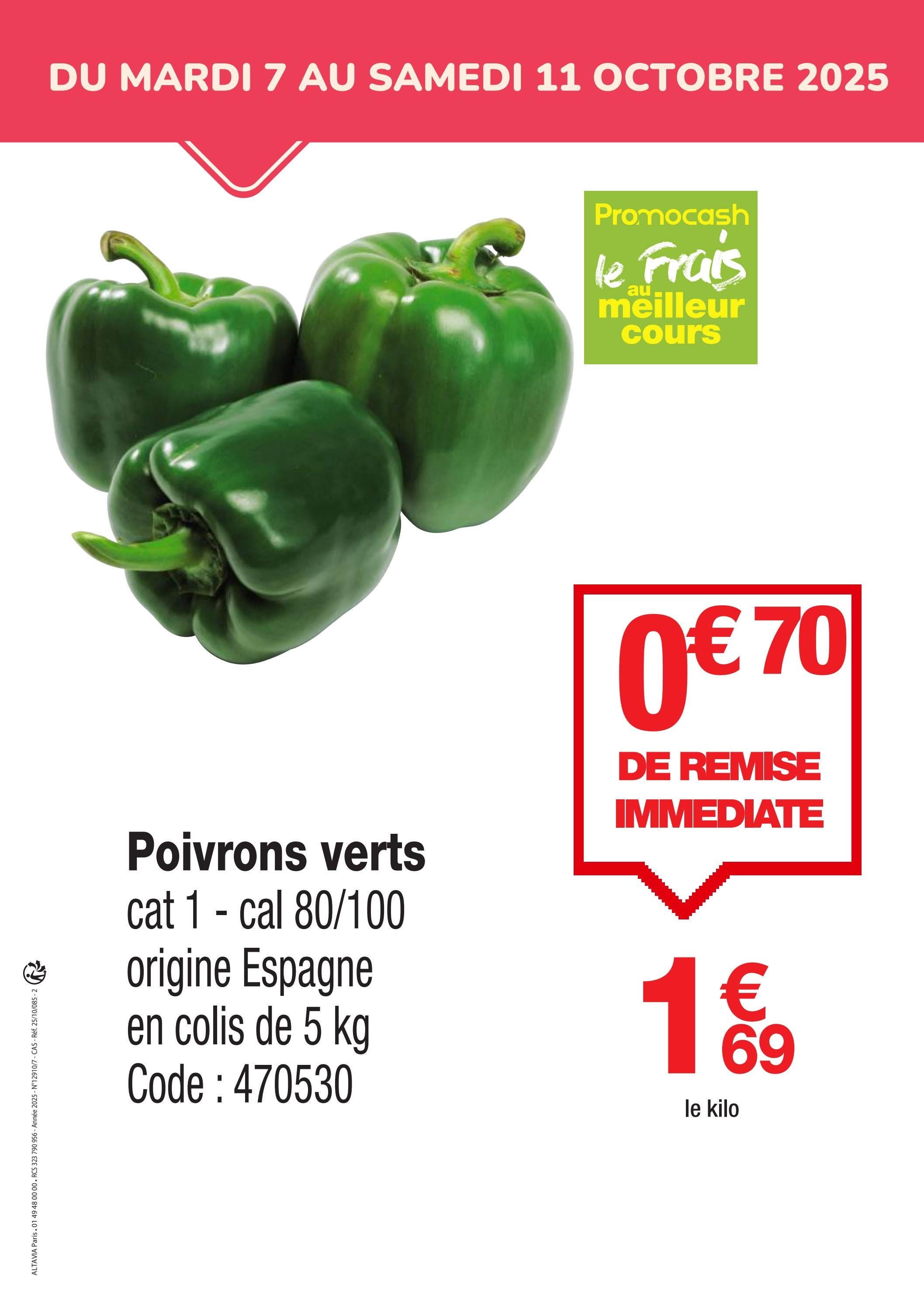 promocash - Catalogue Promocash - Poivrons verts valable du 07/10 au 11/10