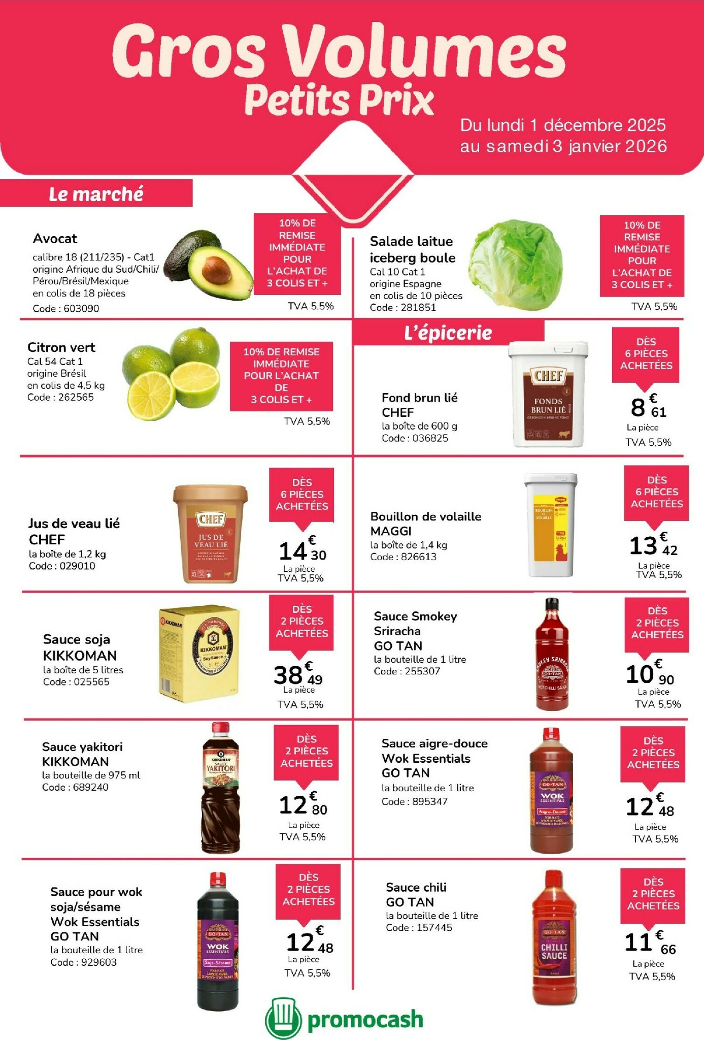 promocash - Catalogue Promocash - Gros Volumes, Petits Prix valable du 01/12 au 03/01
