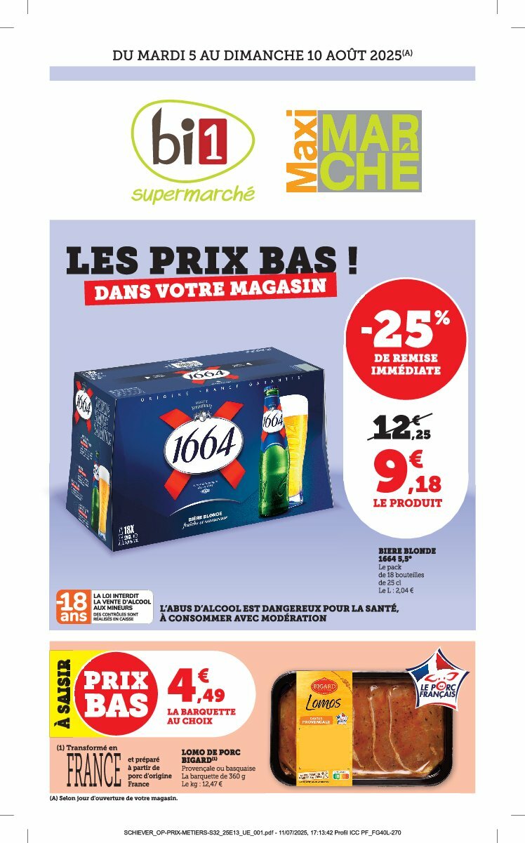 bi1 - Catalogue Bi1 valable du 05/08 au 10/08 - page: 1