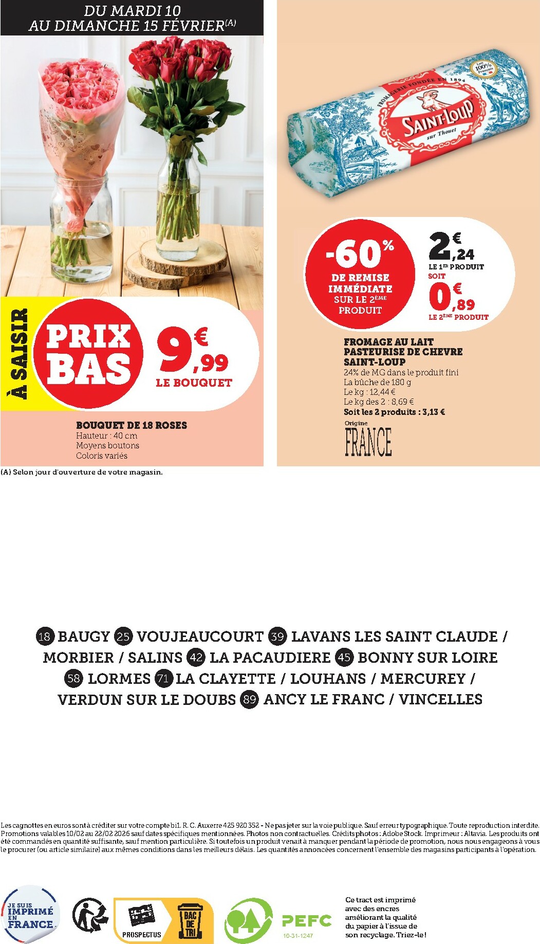 bi1 - Catalogue Bi1 - Baugy, Voujeaucourt, Lavans-les-Saint-Claude, Morbier, Salins, La Pacaudière, Bonny-sur-Loire, Lormes, La Clayette, Louhans, Mercurey, Verdun-sur-le-Doubs, Ancy-le-Franc, Vincelles valable du 10/02/2026 au 22/02/2026 - page: 16