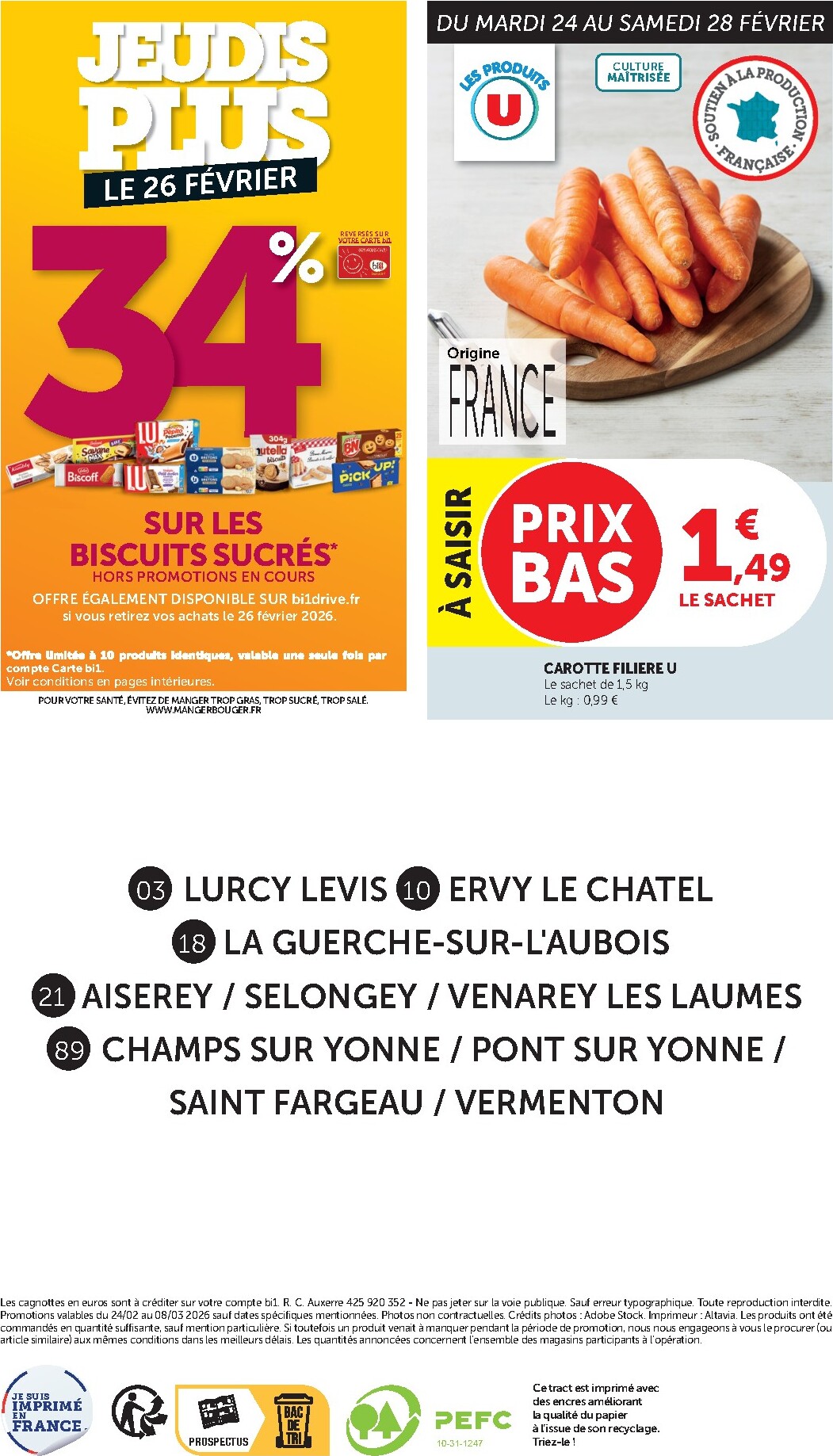 bi1 - Catalogue Bi1 Supermarché - Lurcy-Lévis, Ervy-le-Châtel, La Guerche-sur-l’Aubois, Aiserey, Selongey, Venarey-les-Laumes, Champs-sur-Yonne, Pont-sur-Yonne, Saint-Fargeau, Saint-Georges-sur-Baulche, Vermenton valable du 24/02/2026 au 08/03/2026 - page: 28