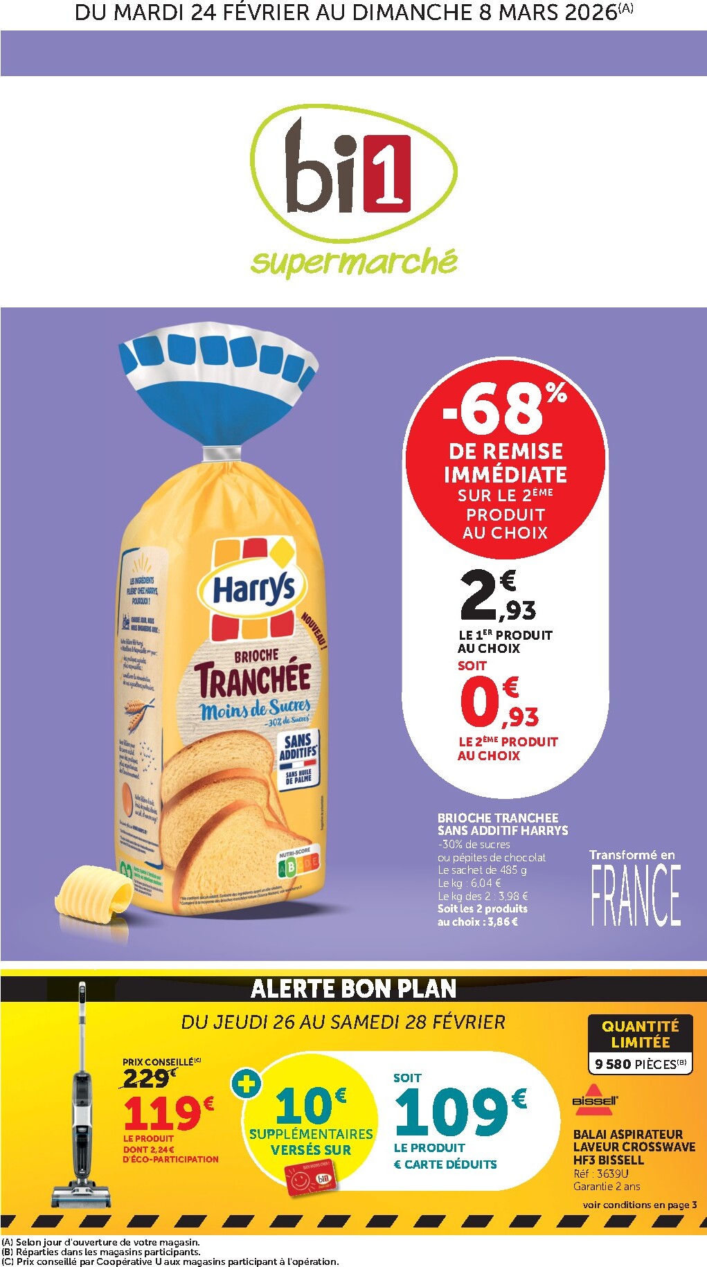 bi1 - Catalogue Bi1 Supermarché - Lurcy-Lévis, Ervy-le-Châtel, La Guerche-sur-l’Aubois, Aiserey, Selongey, Venarey-les-Laumes, Champs-sur-Yonne, Pont-sur-Yonne, Saint-Fargeau, Saint-Georges-sur-Baulche, Vermenton valable du 24/02/2026 au 08/03/2026