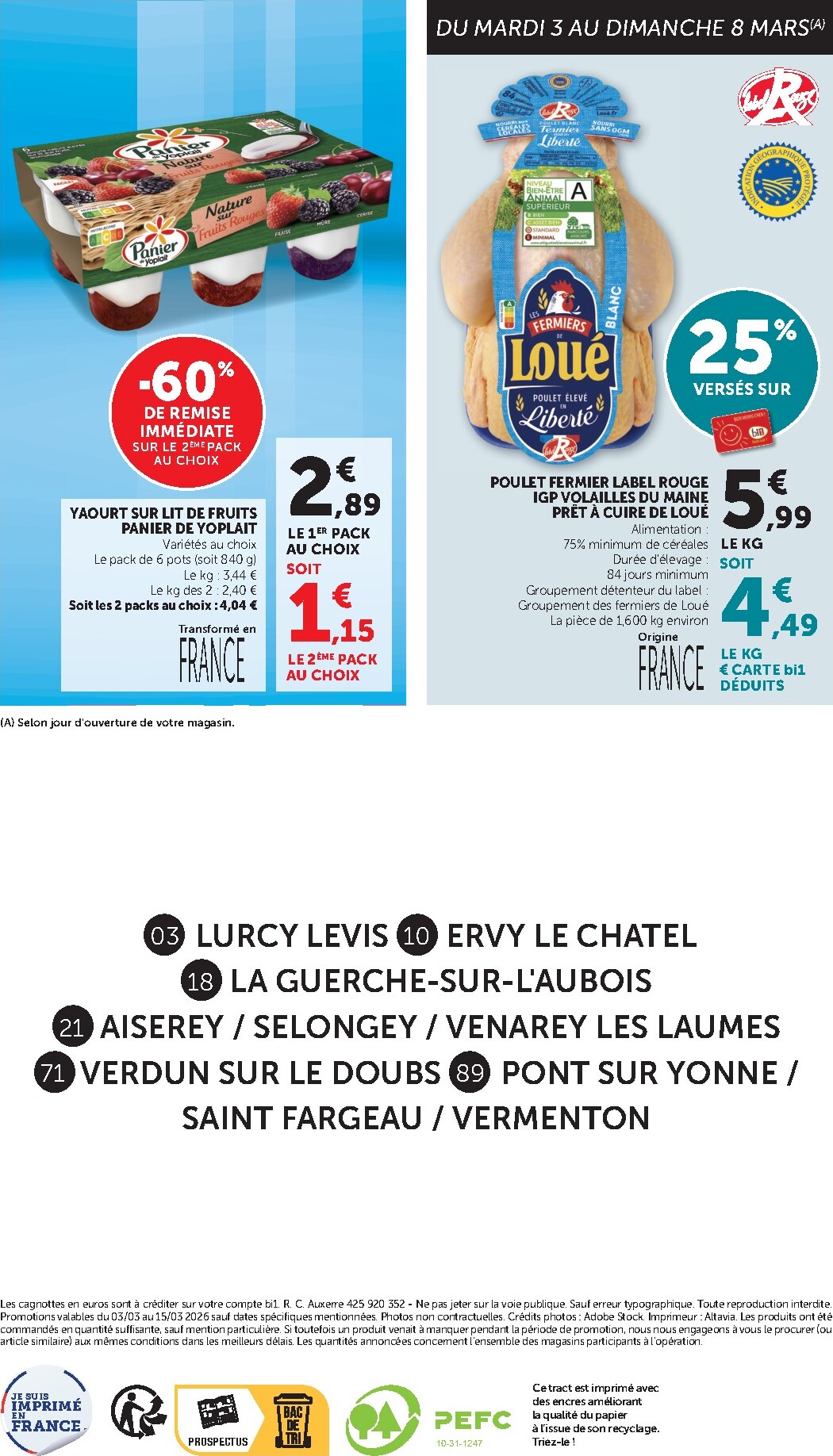 bi1 - Catalogue Bi1 Supermarché - Lurcy-Lévis, Ervy-le-Châtel, La Guerche-sur-l’Aubois, Aiserey, Selongey, Venarey-les-Laumes, Champs-sur-Yonne, Pont-sur-Yonne, Saint-Fargeau, Saint-Georges-sur-Baulche, Vermenton valable du 03/03/2026 au 15/03/2026 - page: 28
