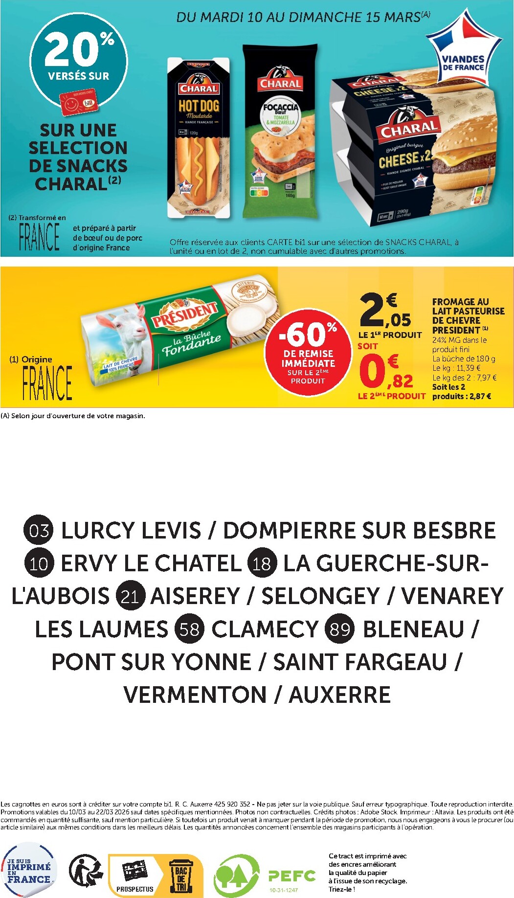 bi1 - Catalogue Bi1 Supermarché - Lurcy-Lévis, Ervy-le-Châtel, La Guerche-sur-l’Aubois, Aiserey, Selongey, Venarey-les-Laumes, Champs-sur-Yonne, Pont-sur-Yonne, Saint-Fargeau, Saint-Georges-sur-Baulche, Vermenton valable du 10/03/2026 au 22/03/2026 - page: 28