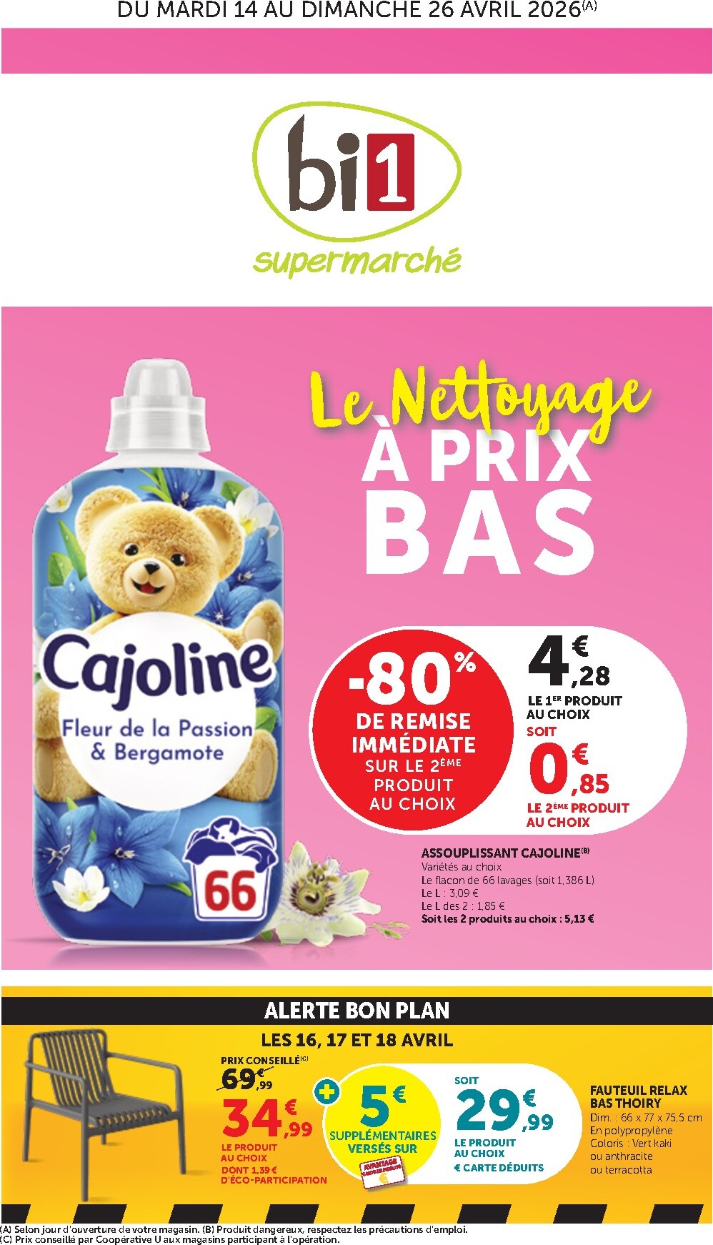 bi1 - Current Bi1 - Supermarché leaflet valid from du mardi 14/04/2026 to du dimanche 26/04/2026